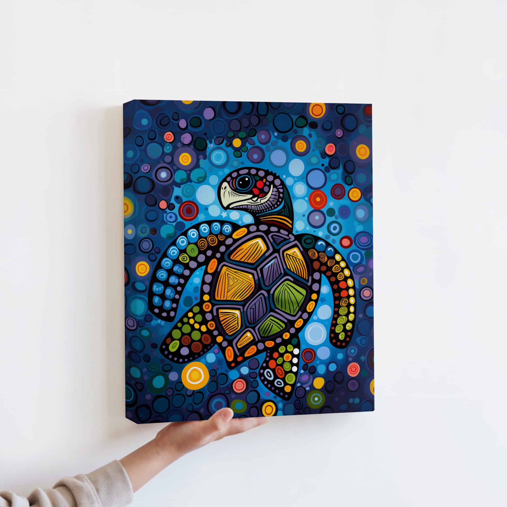 Sea Turtle Canvas Print, Colorful Ocean Wildlife Wall Art, Canadian Aboriginal Inspired Coastal Decor, Living Room Artwork - photo #13