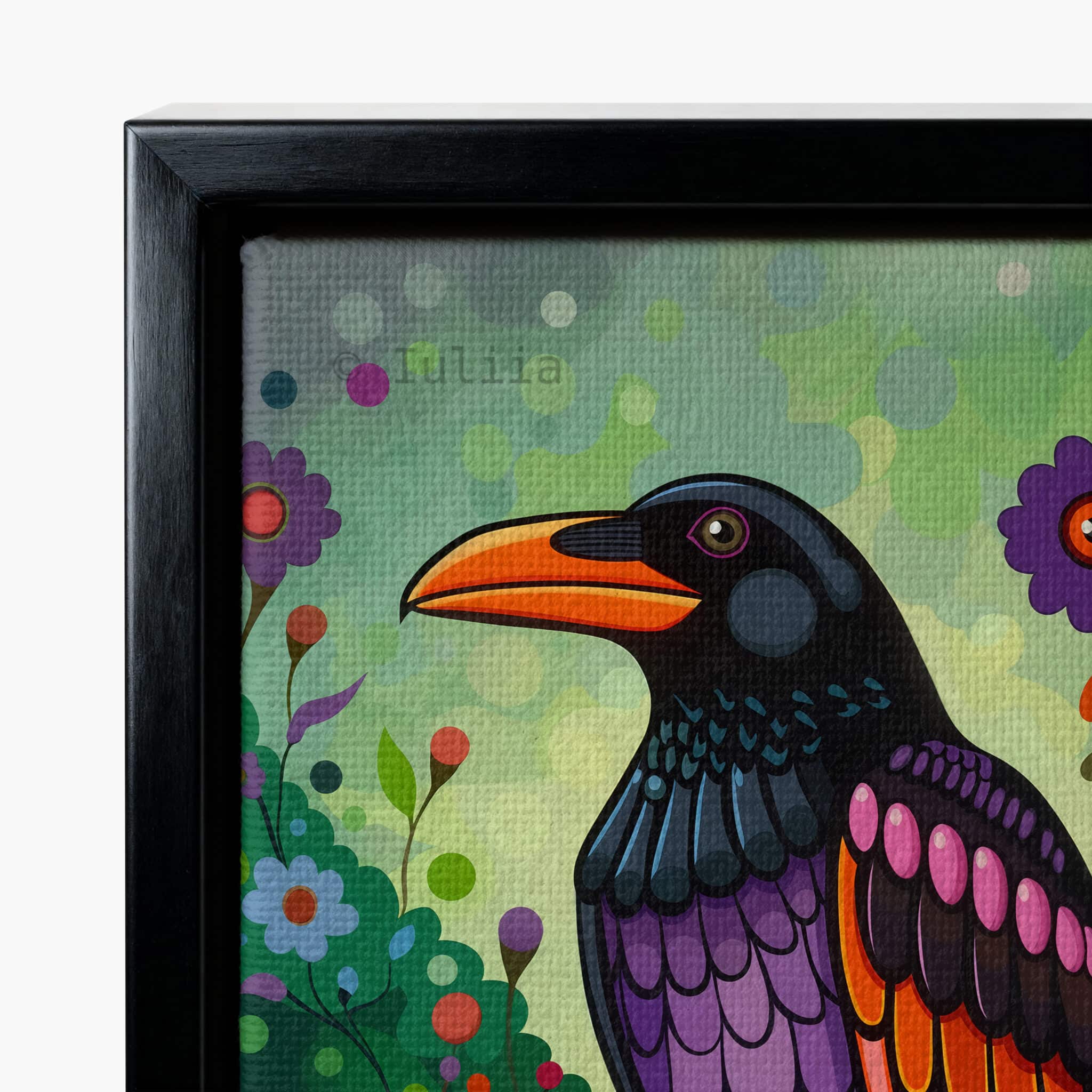 Crow Wall Art Colorful Bird Illustration Pacific Northwest Inspired Wildlife Decor, Statement Canvas Print Living Room Accent - photo #6