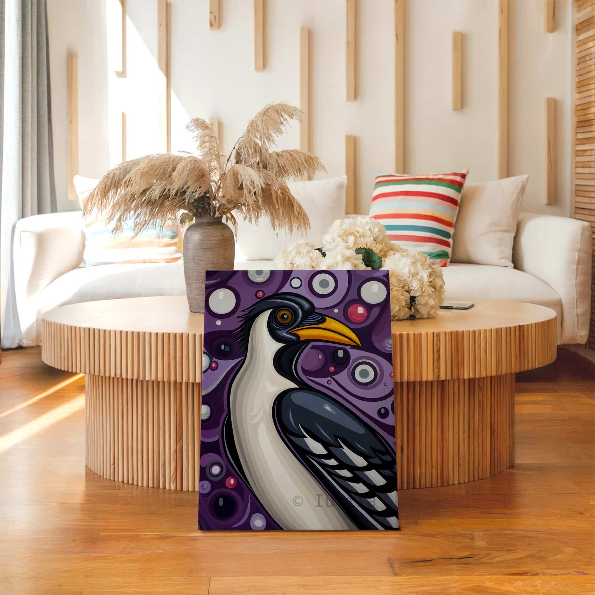 Magpie Bird Print, Canadian Wilderness Wildlife Portrait Decor, Purple Nature Artwork, Colorful Statement Canvas Wall Piece - photo #10