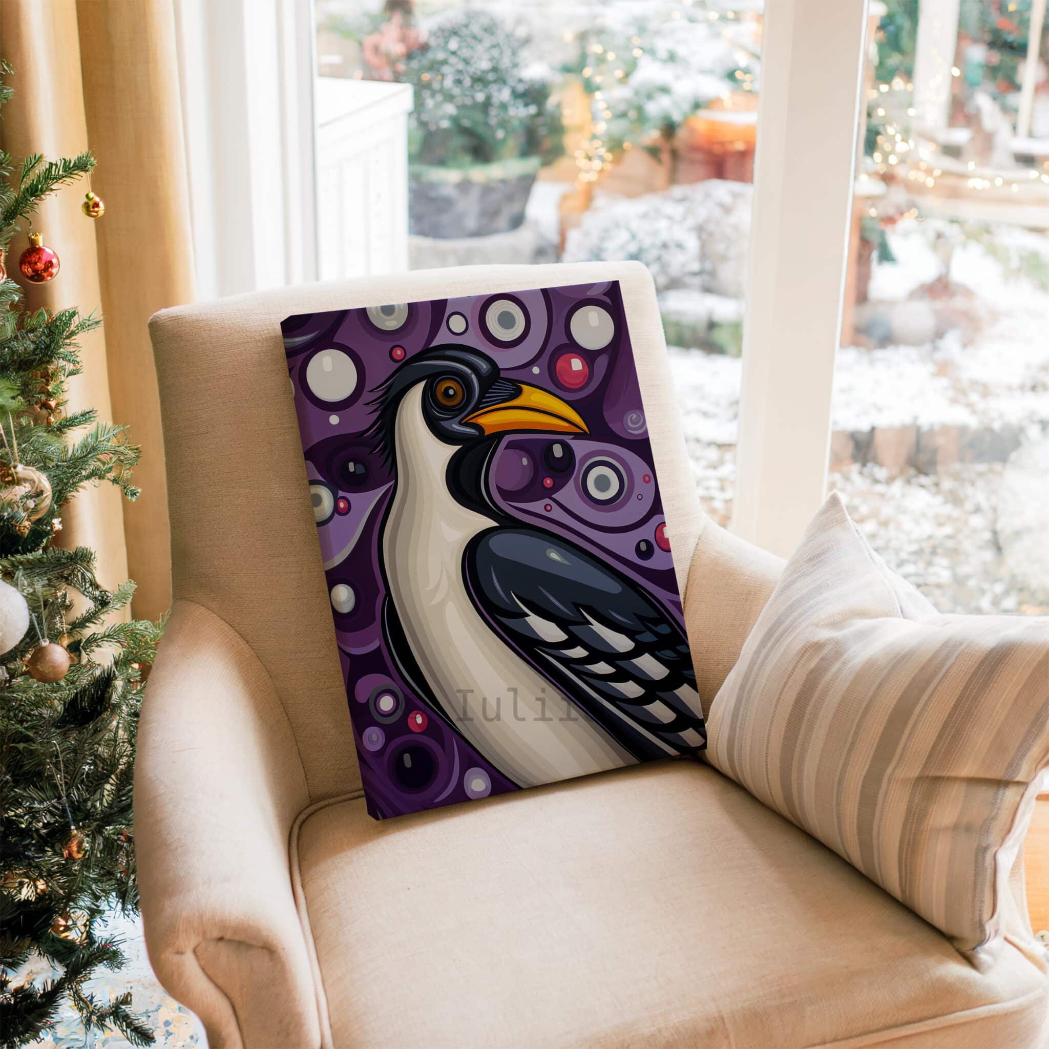 Magpie Bird Print, Canadian Wilderness Wildlife Portrait Decor, Purple Nature Artwork, Colorful Statement Canvas Wall Piece - photo #16