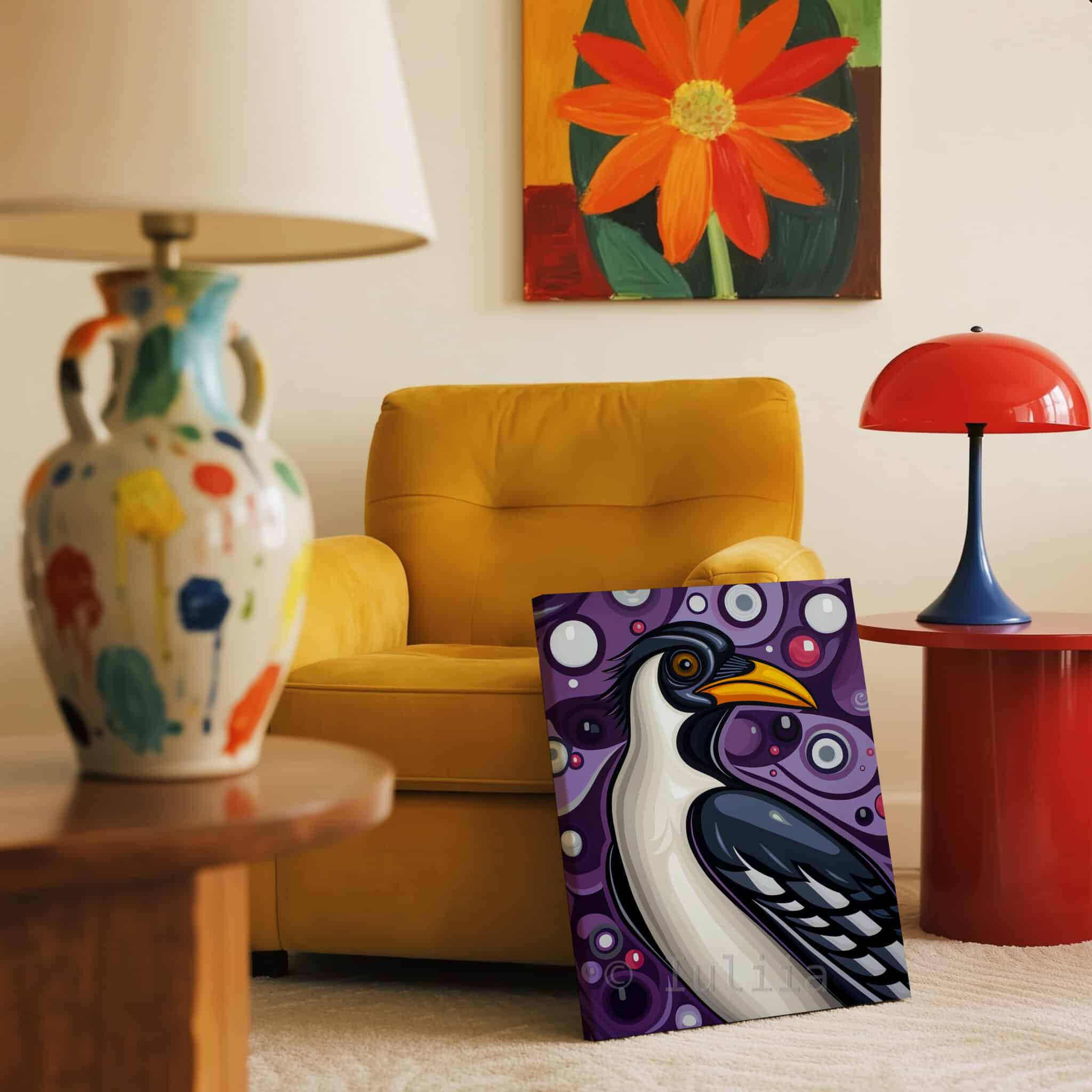 Magpie Bird Print, Canadian Wilderness Wildlife Portrait Decor, Purple Nature Artwork, Colorful Statement Canvas Wall Piece - photo #12
