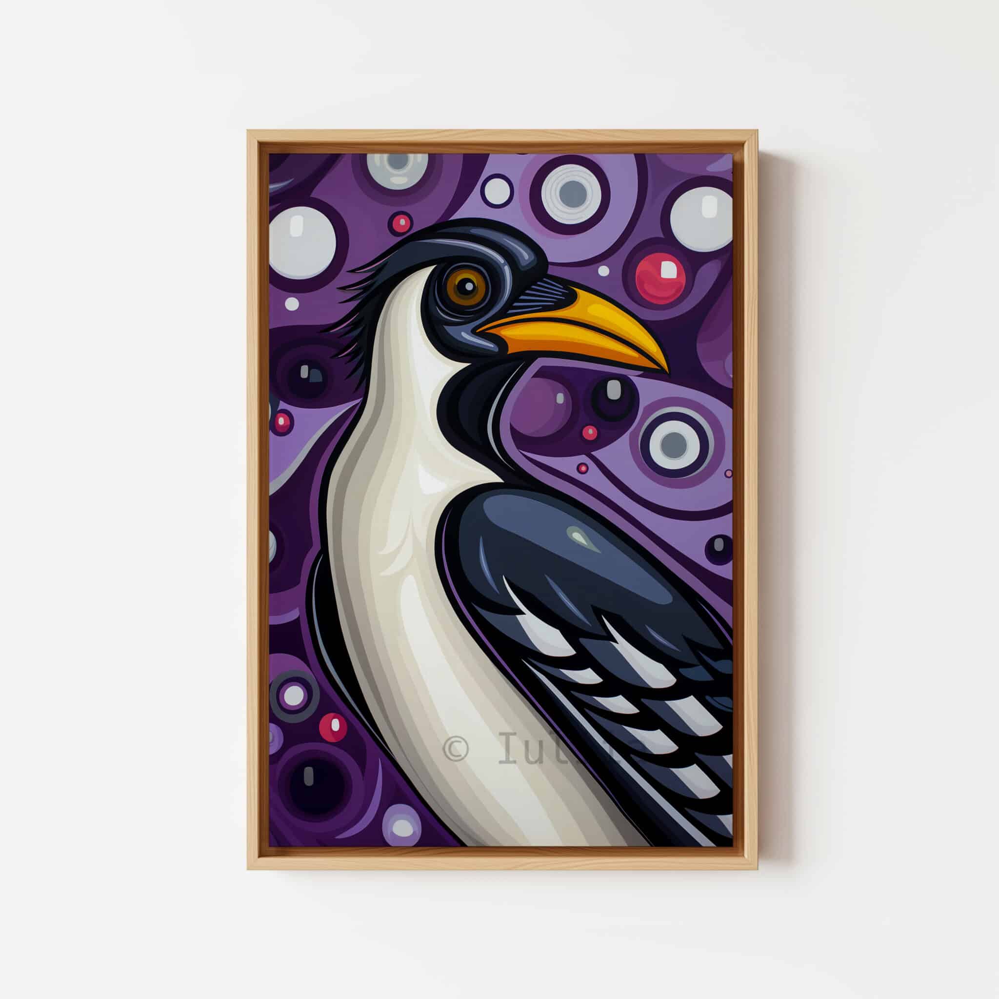 Magpie Bird Print, Canadian Wilderness Wildlife Portrait Decor, Purple Nature Artwork, Colorful Statement Canvas Wall Piece - photo #11