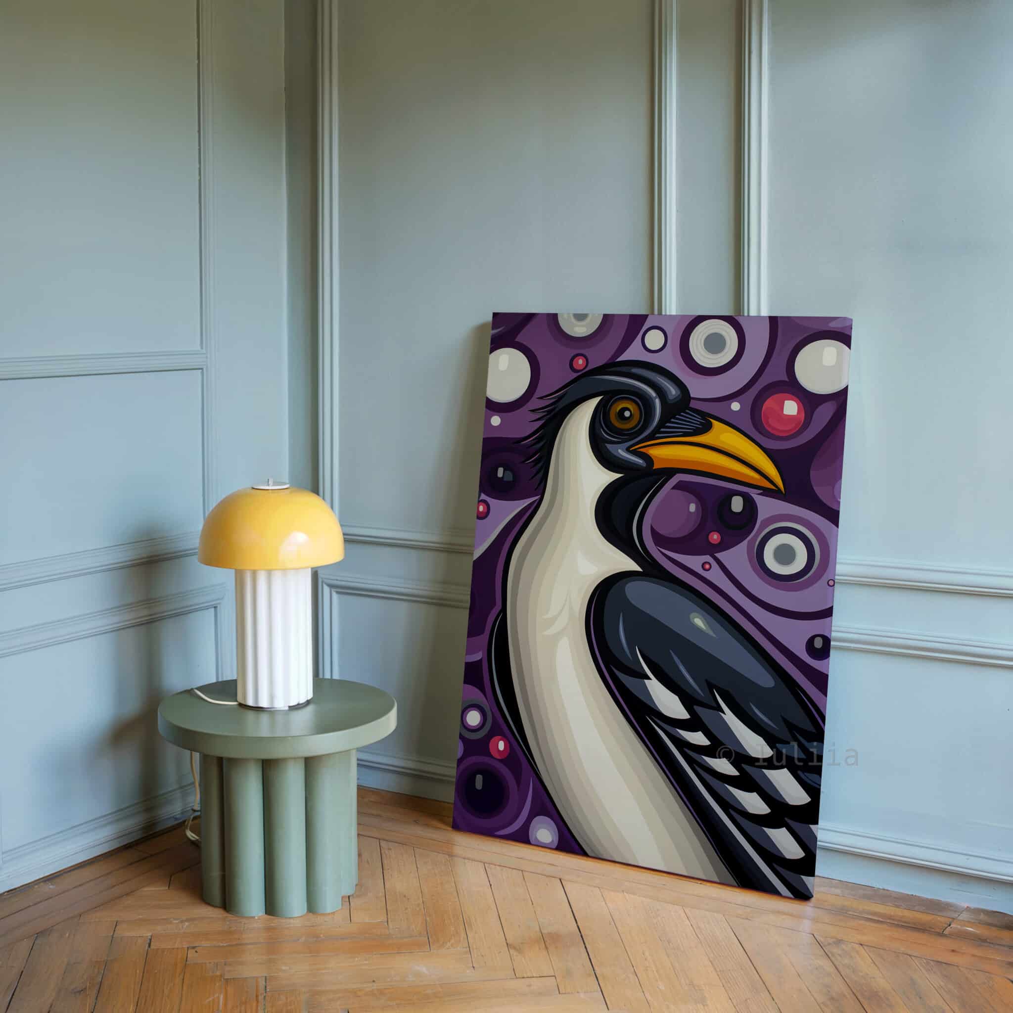 Magpie Bird Print, Canadian Wilderness Wildlife Portrait Decor, Purple Nature Artwork, Colorful Statement Canvas Wall Piece - photo #17