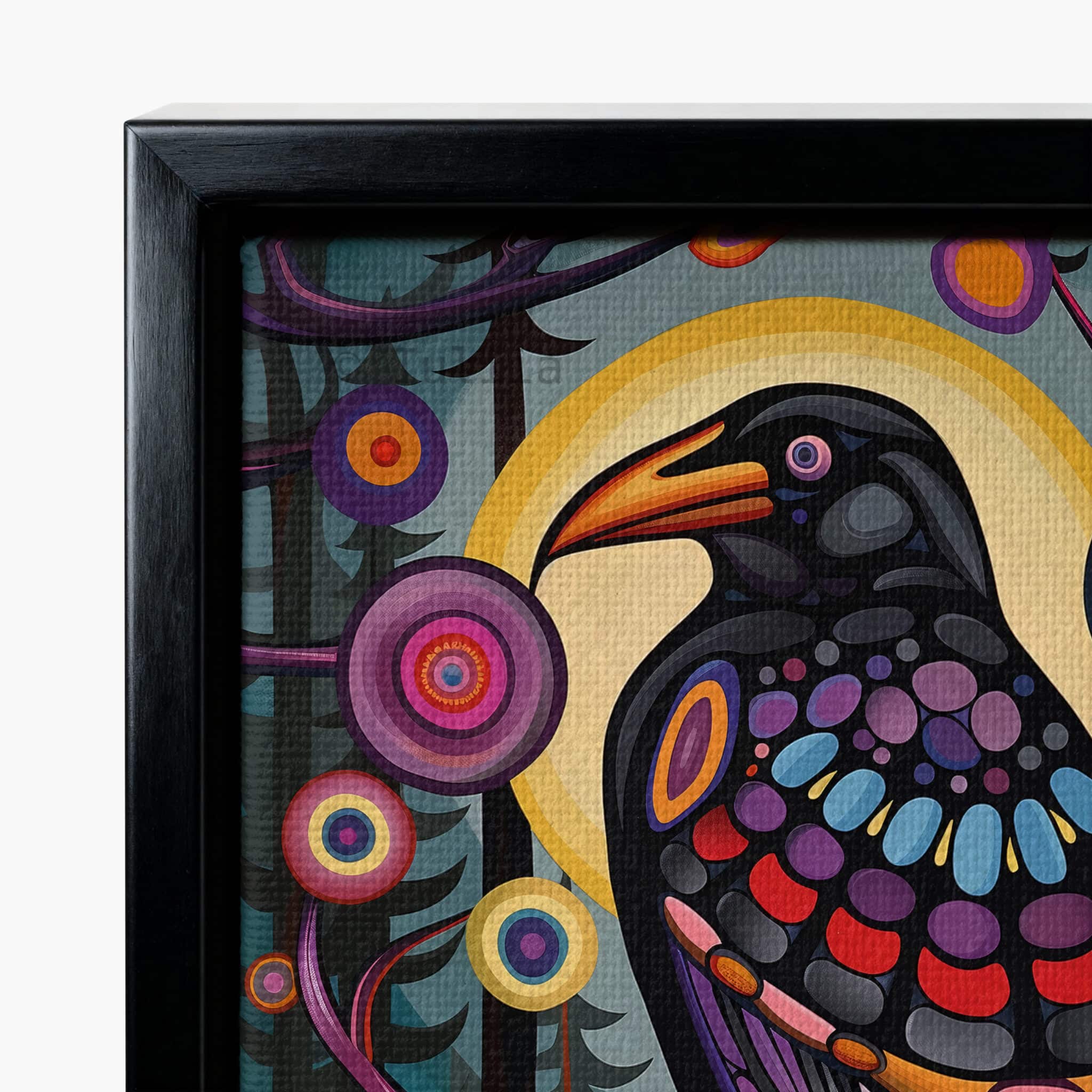Raven Bird Wall Art, Canadian Forest Inspired Wildlife Portrait Artwork, Colorful Woodland Decor, Statement Piece for Nature Lovers - photo #6