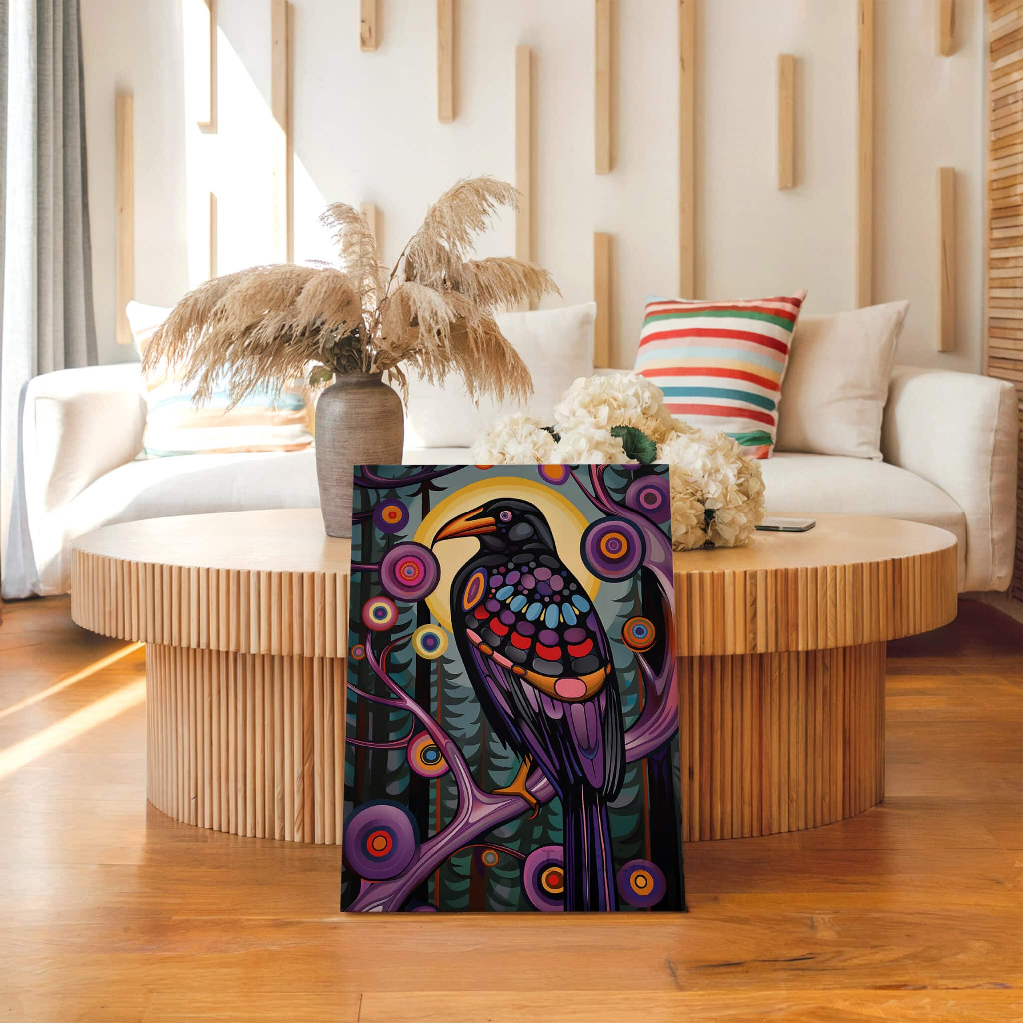Raven Bird Wall Art, Canadian Forest Inspired Wildlife Portrait Artwork, Colorful Woodland Decor, Statement Piece for Nature Lovers - photo #10