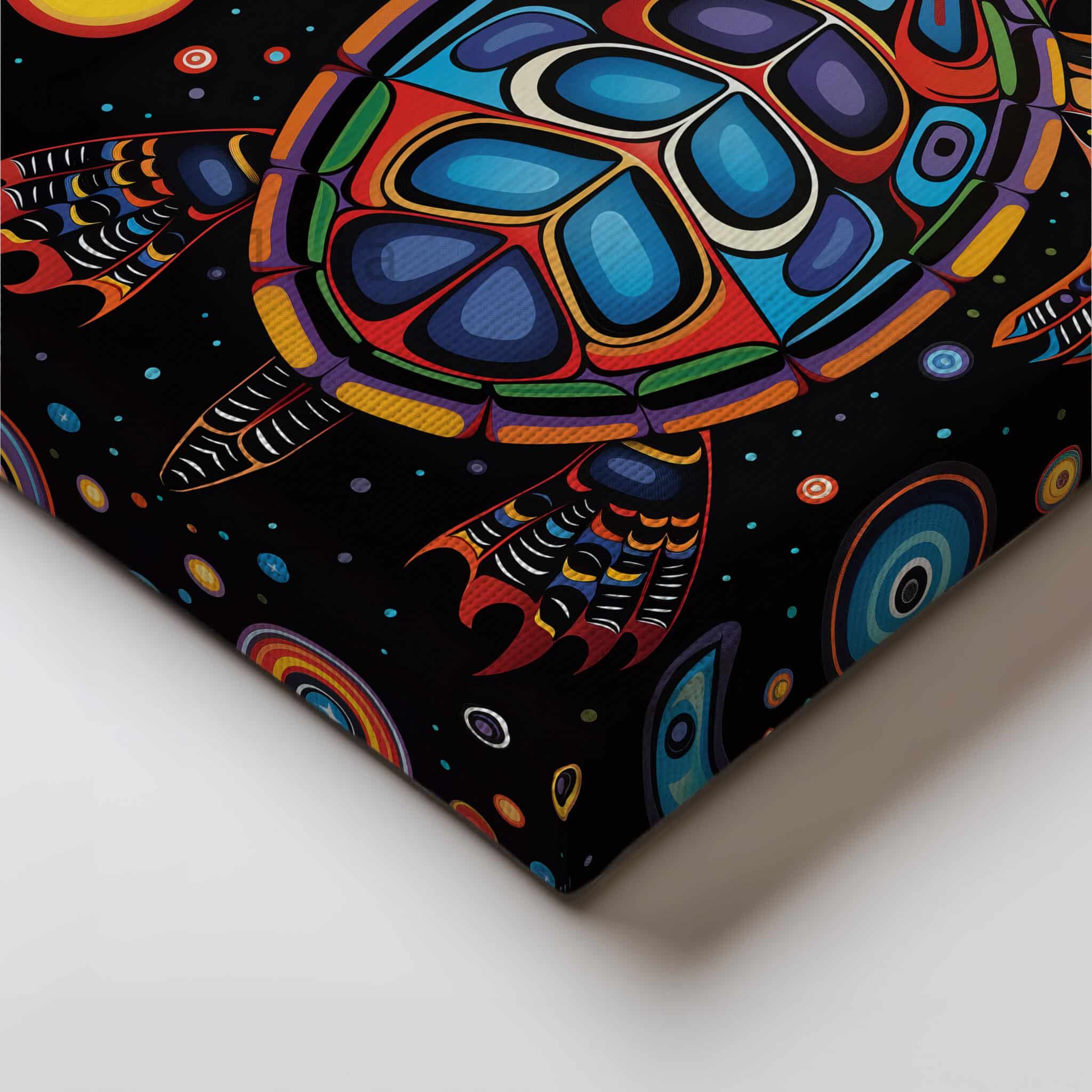 Coastal Turtle Decor, Sea Animal Art, Canadian Aboriginal Inspired Ocean Wildlife Canvas, Statement Wall Accent - photo #1