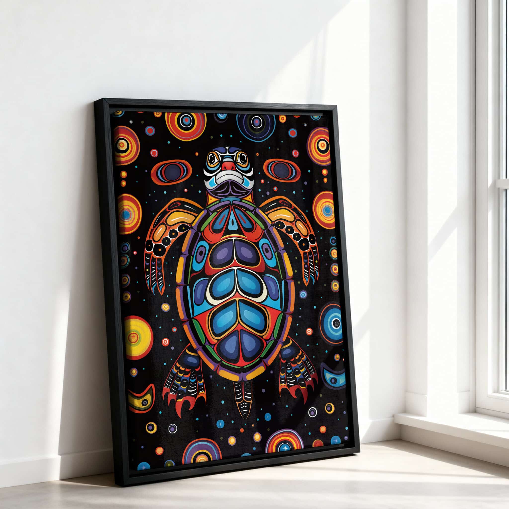 Coastal Turtle Decor, Sea Animal Art, Canadian Aboriginal Inspired Ocean Wildlife Canvas, Statement Wall Accent - photo #7