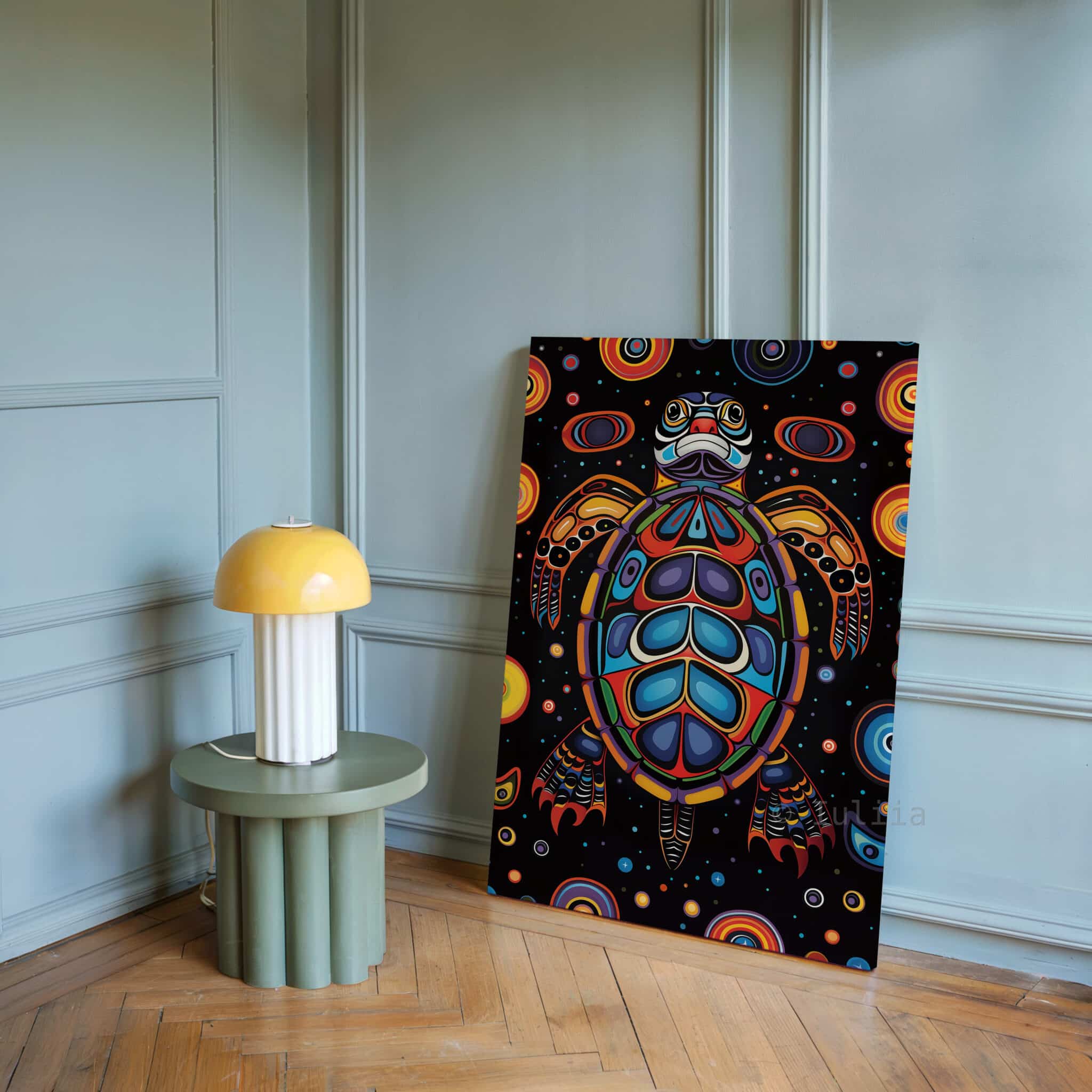 Coastal Turtle Decor, Sea Animal Art, Canadian Aboriginal Inspired Ocean Wildlife Canvas, Statement Wall Accent - photo #17