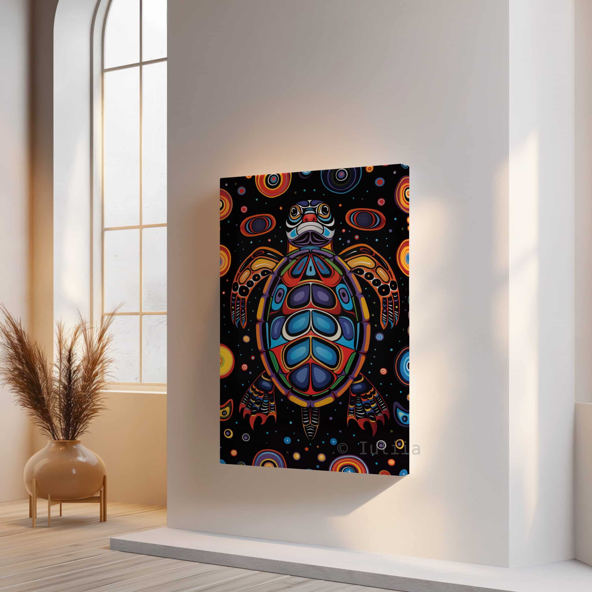 Coastal Turtle Decor, Sea Animal Art, Canadian Aboriginal Inspired Ocean Wildlife Canvas, Statement Wall Accent - photo #14