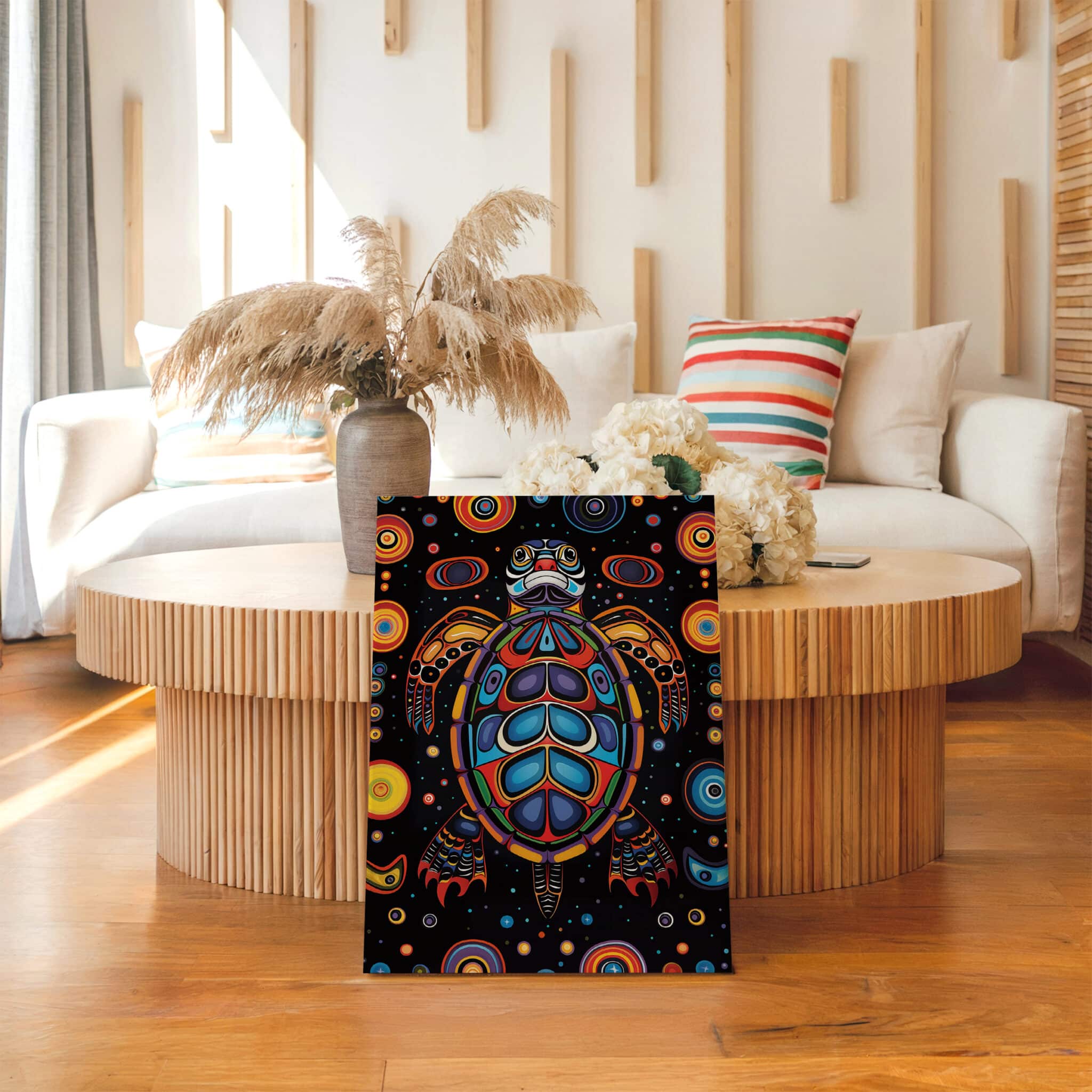 Coastal Turtle Decor, Sea Animal Art, Canadian Aboriginal Inspired Ocean Wildlife Canvas, Statement Wall Accent - photo #10