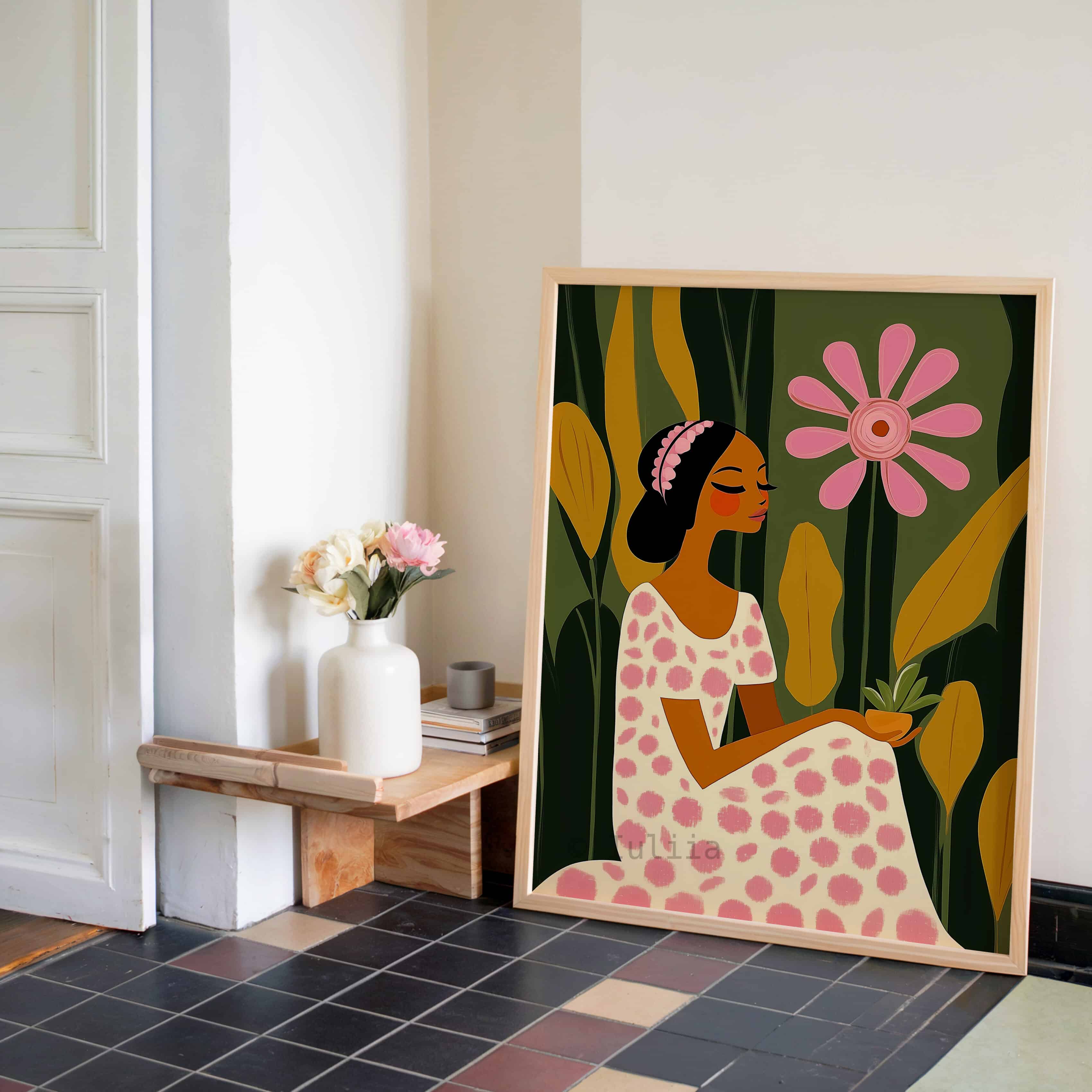 Garden Muse Print, Floral Portrait Art, Botanical Woman Decor for Bedroom and Feminine Interior - photo #2