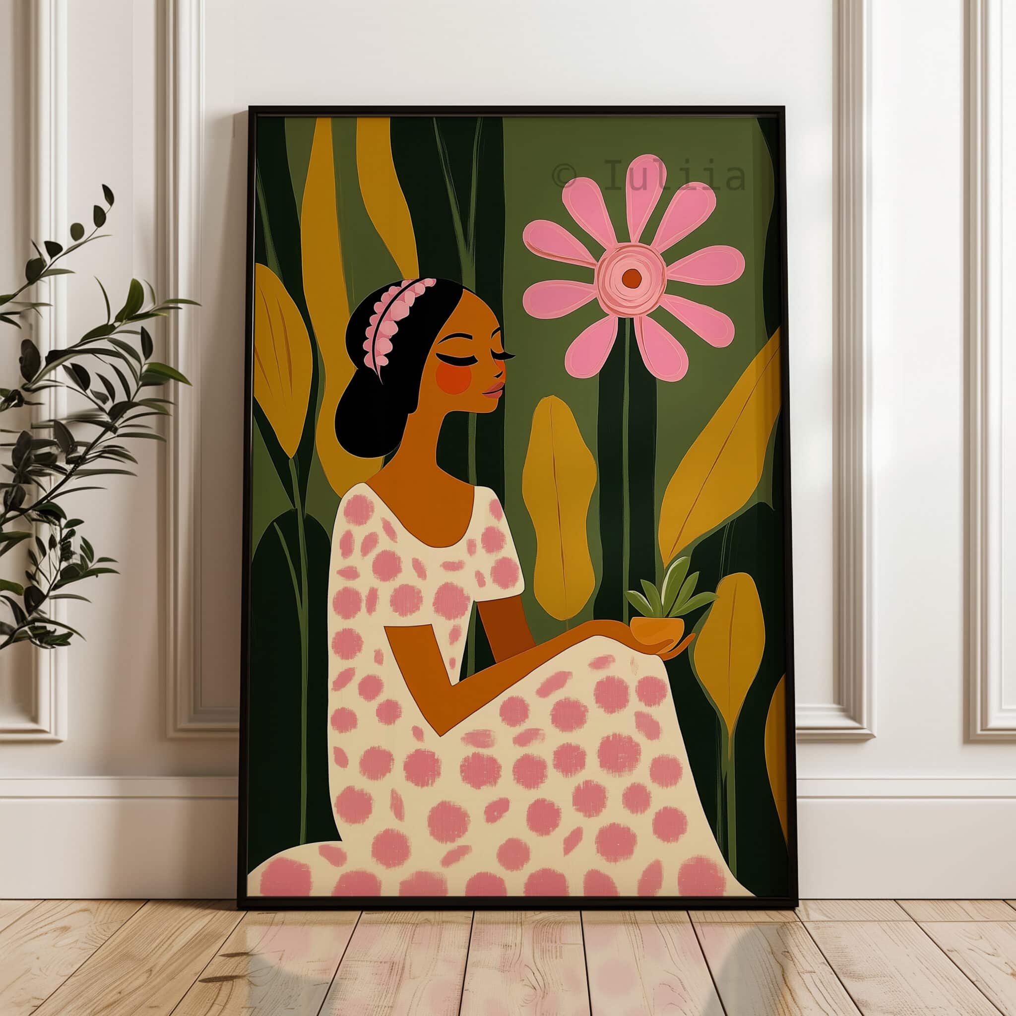 Garden Muse Print, Floral Portrait Art, Botanical Woman Decor for Bedroom and Feminine Interior - photo #3
