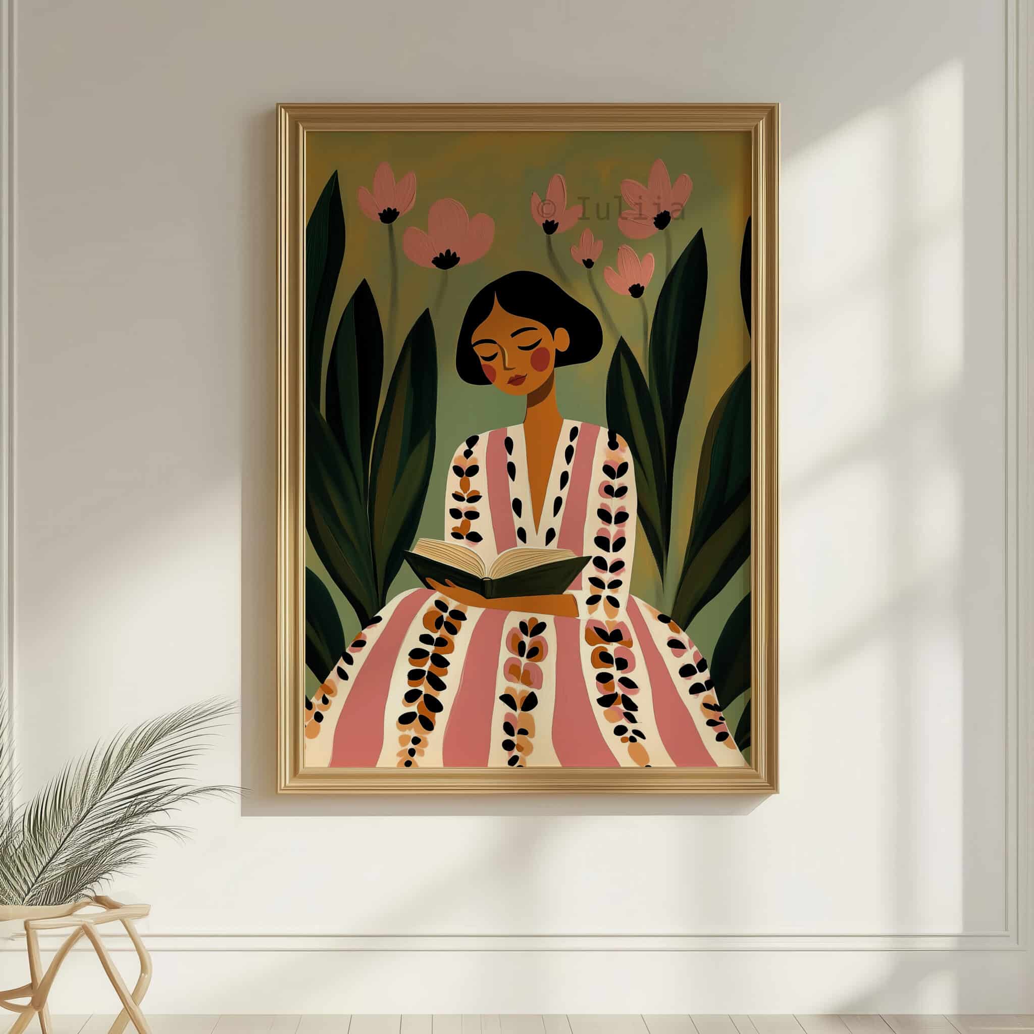 Woman with Book in Garden Print, Reading Woman Art, Literary Decor for Cozy Nook, Home Library and Bedroom - photo #7