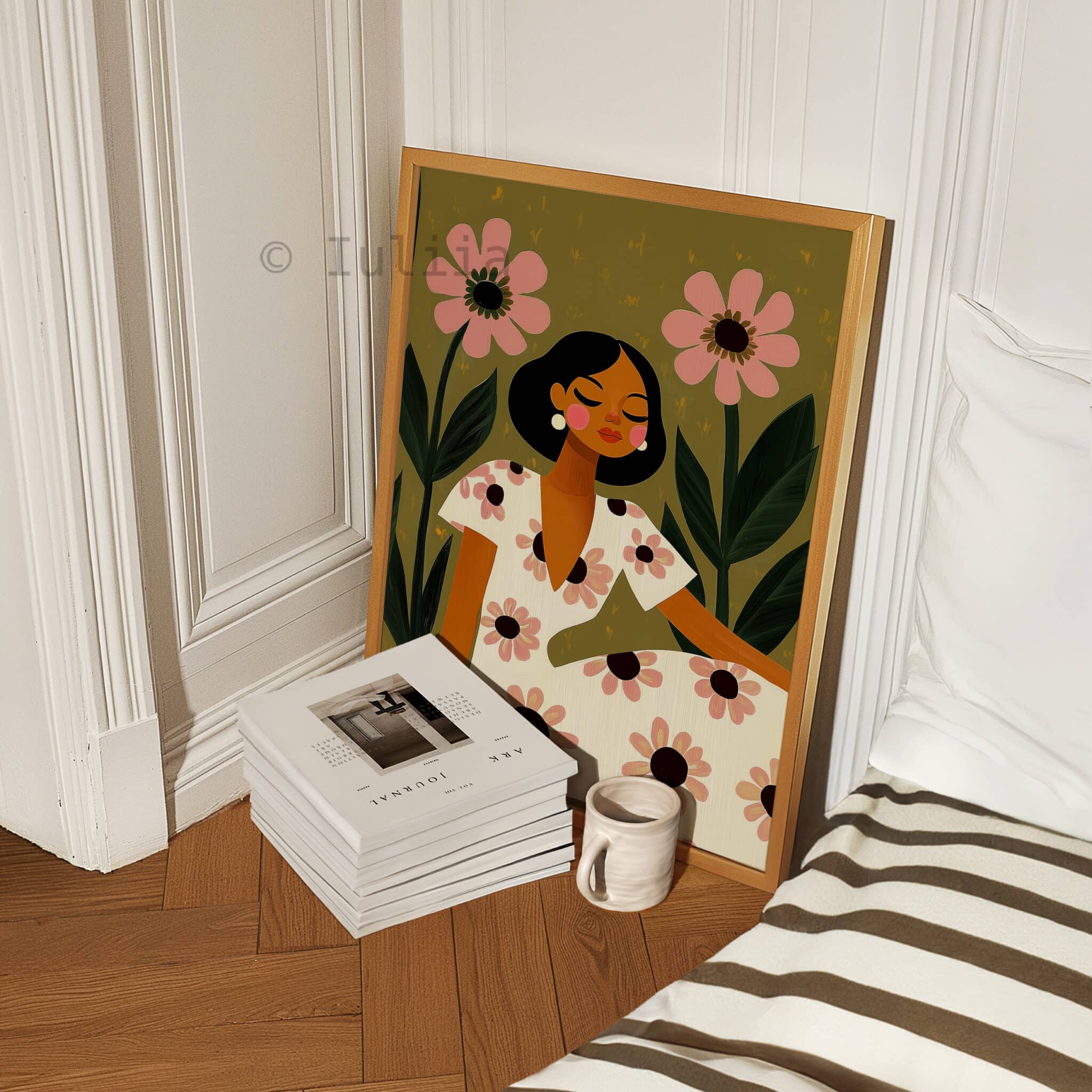 Woman Among Pink Flowers Print, Floral Girl Art, Botanical Wall Decor for Bedroom, Gallery Wall and Feminine Home - photo #4