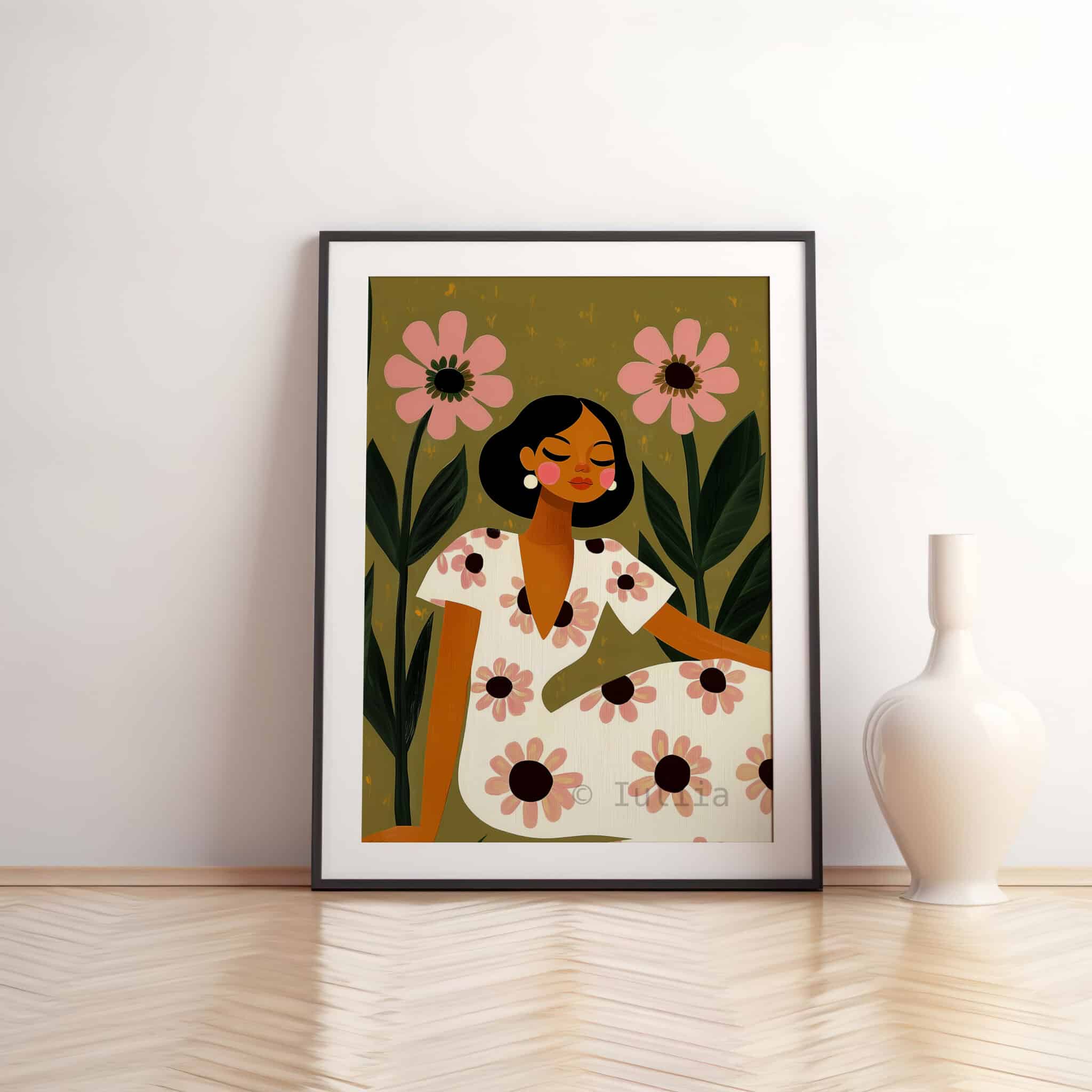 Woman Among Pink Flowers Print, Floral Girl Art, Botanical Wall Decor for Bedroom, Gallery Wall and Feminine Home - photo #10