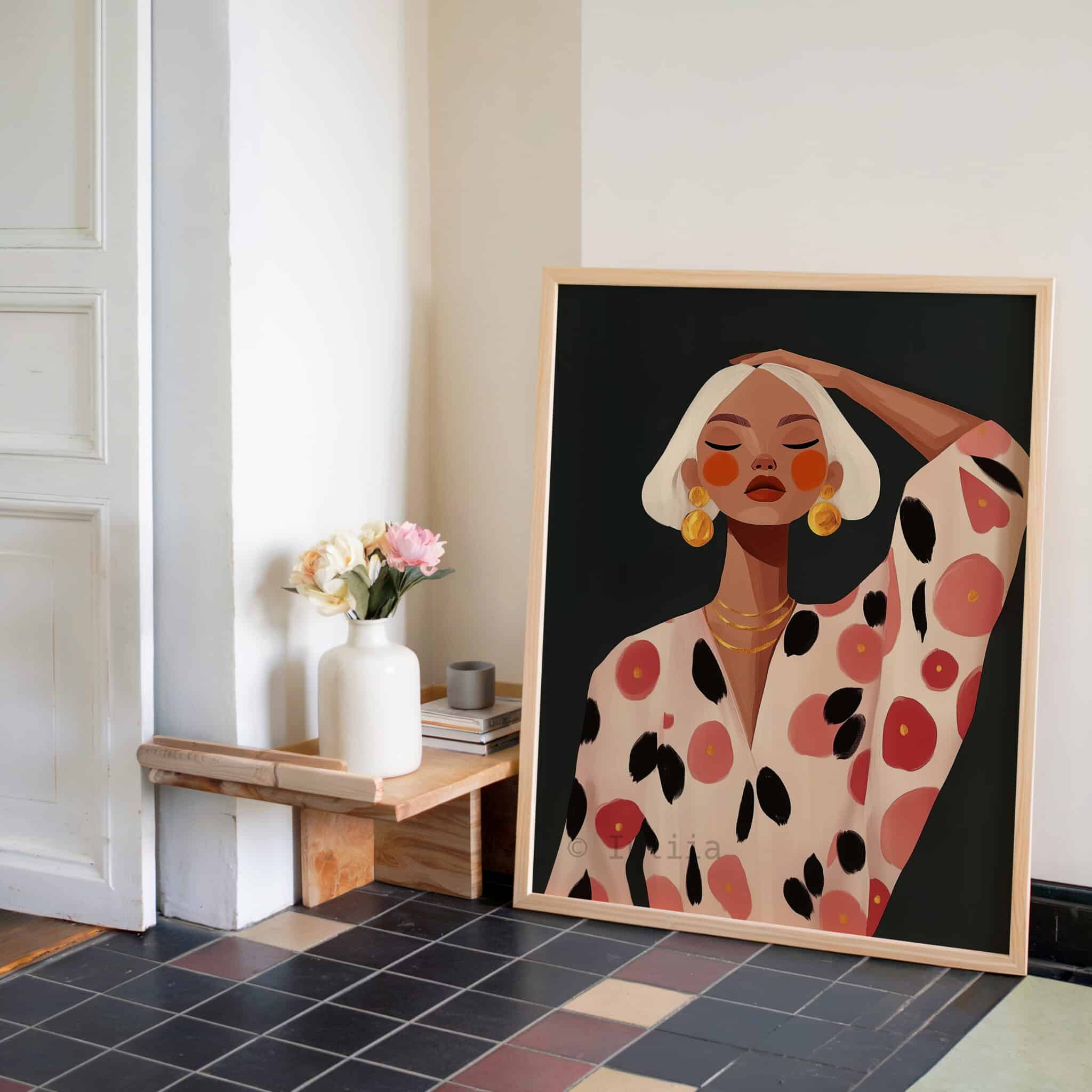 Female Figure Art, Modern Woman Portrait Print, Dark Elegant Figurative Illustration, Contemporary Bedroom Wall Decor - photo #2