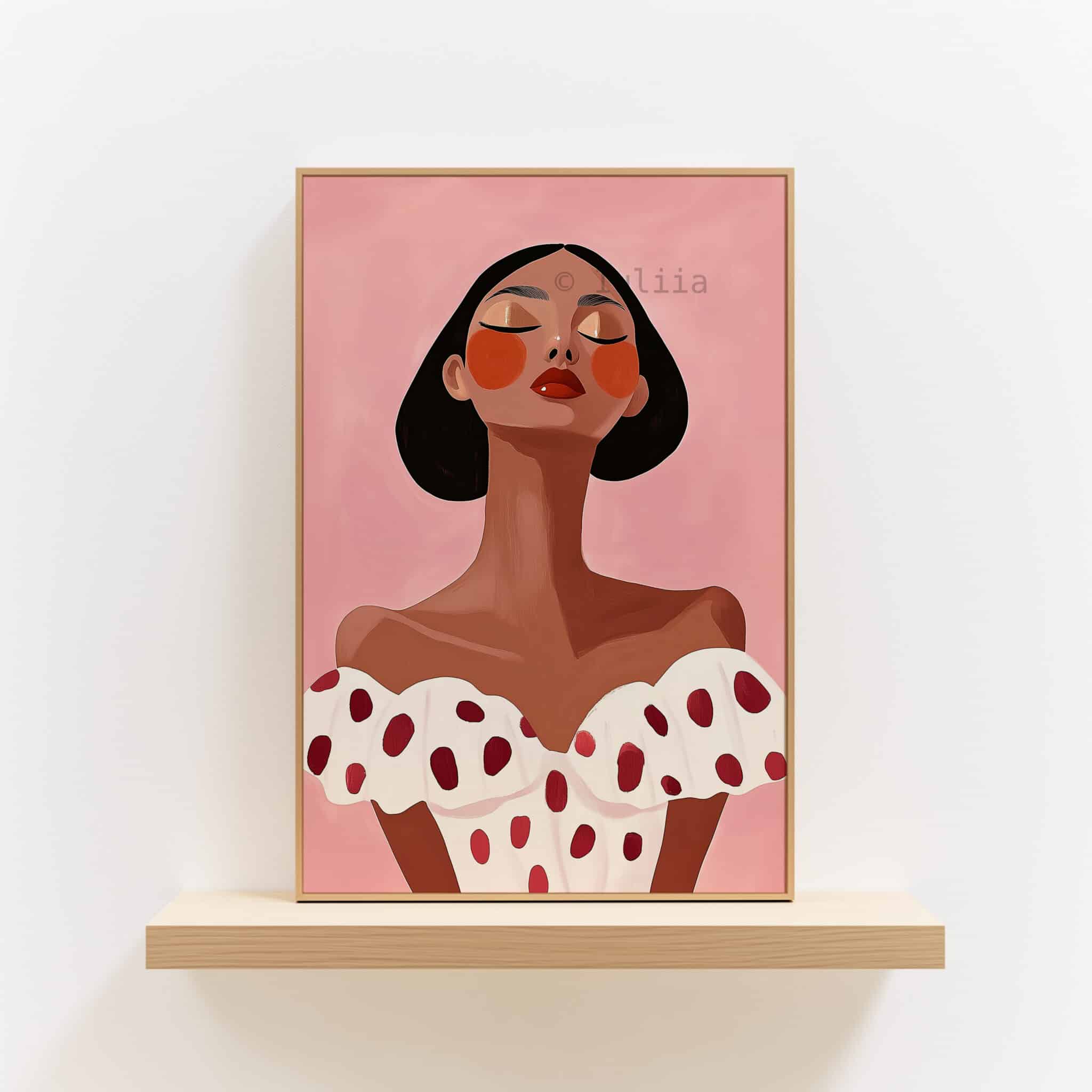 Modern Muse Art Print, Elegant Woman Portrait Poster, Pink Feminine Wall Decor, Contemporary Bedroom Artwork, Vanity Room Accent