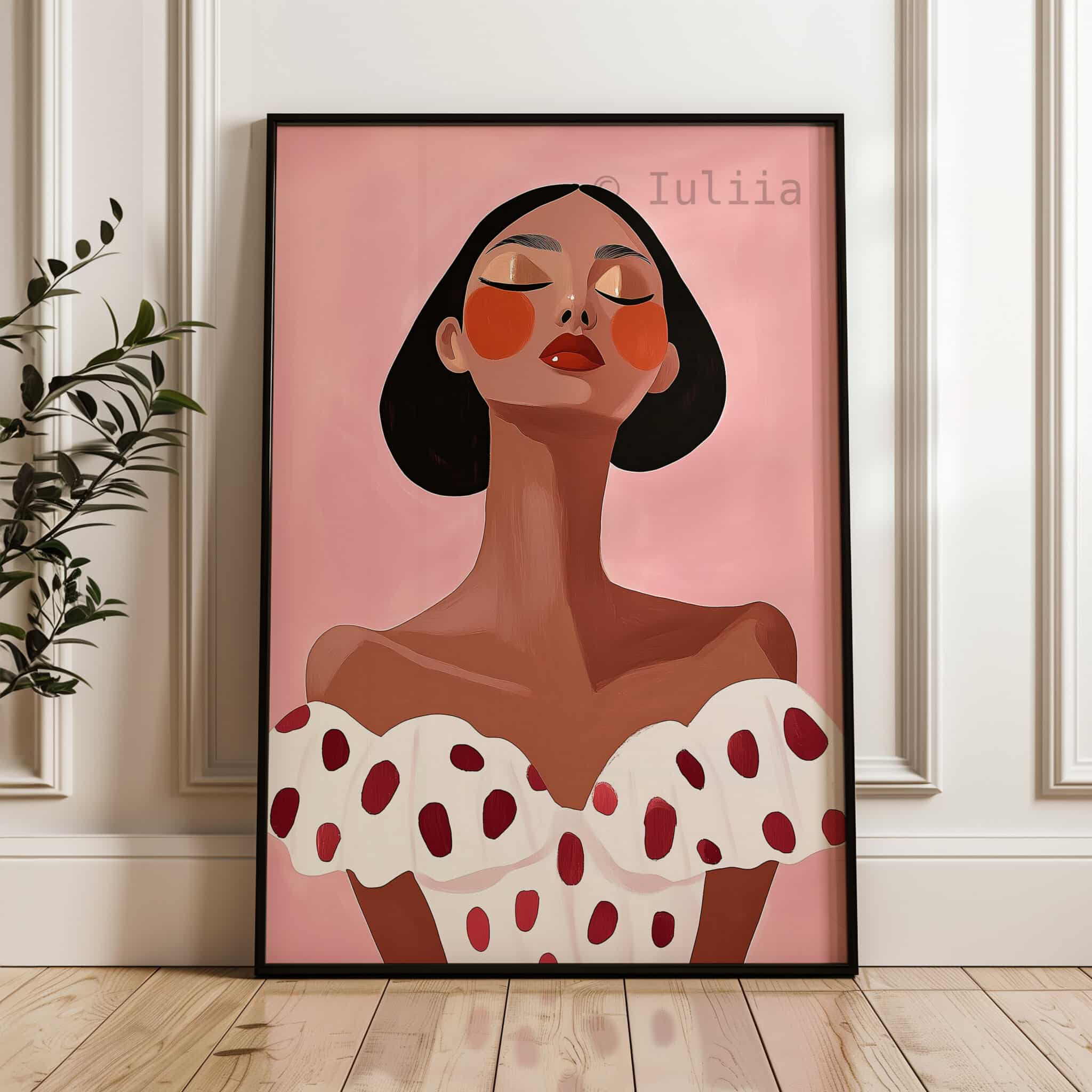 Modern Muse Art Print, Elegant Woman Portrait Poster, Pink Feminine Wall Decor, Contemporary Bedroom Artwork, Vanity Room Accent - photo #3