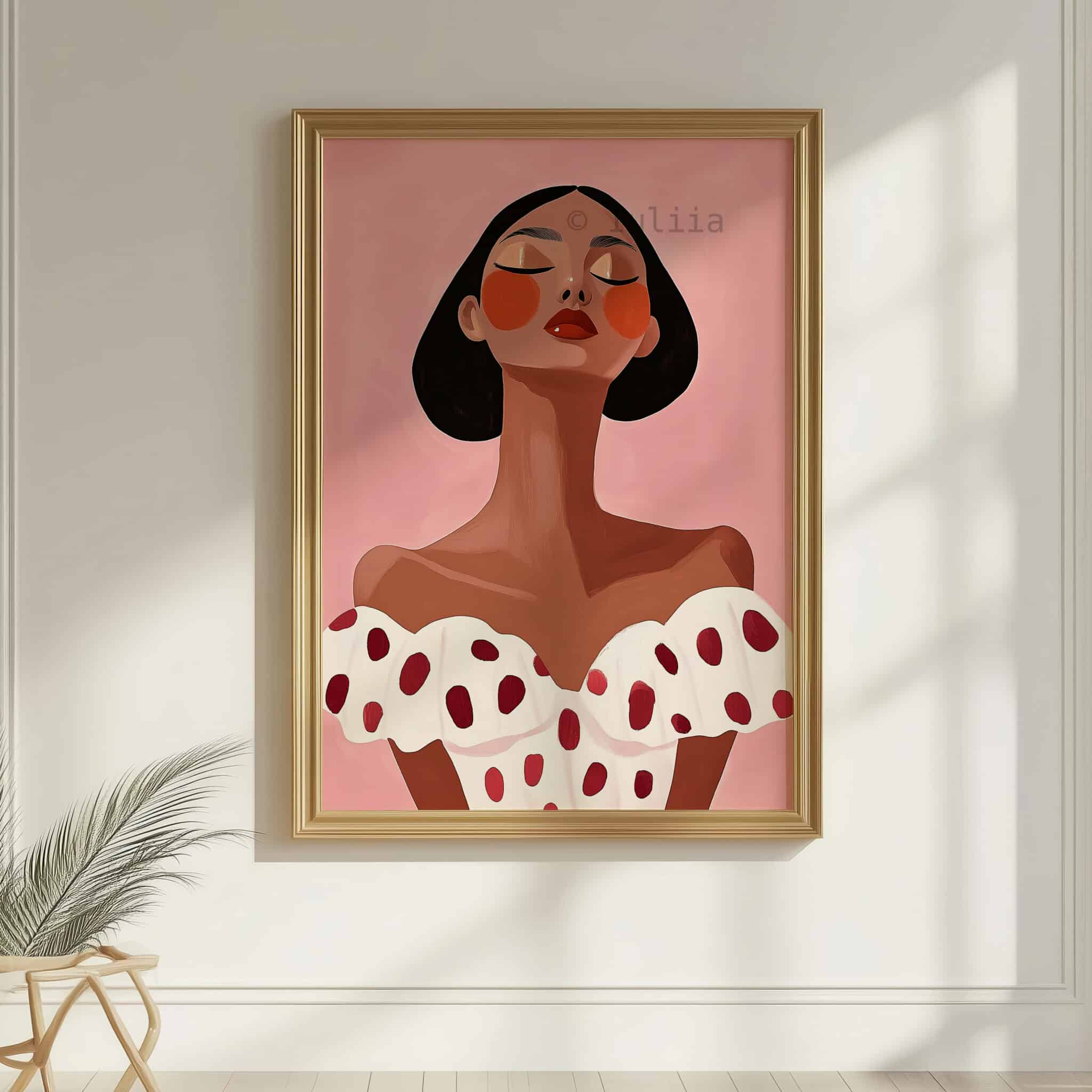 Modern Muse Art Print, Elegant Woman Portrait Poster, Pink Feminine Wall Decor, Contemporary Bedroom Artwork, Vanity Room Accent - photo #7