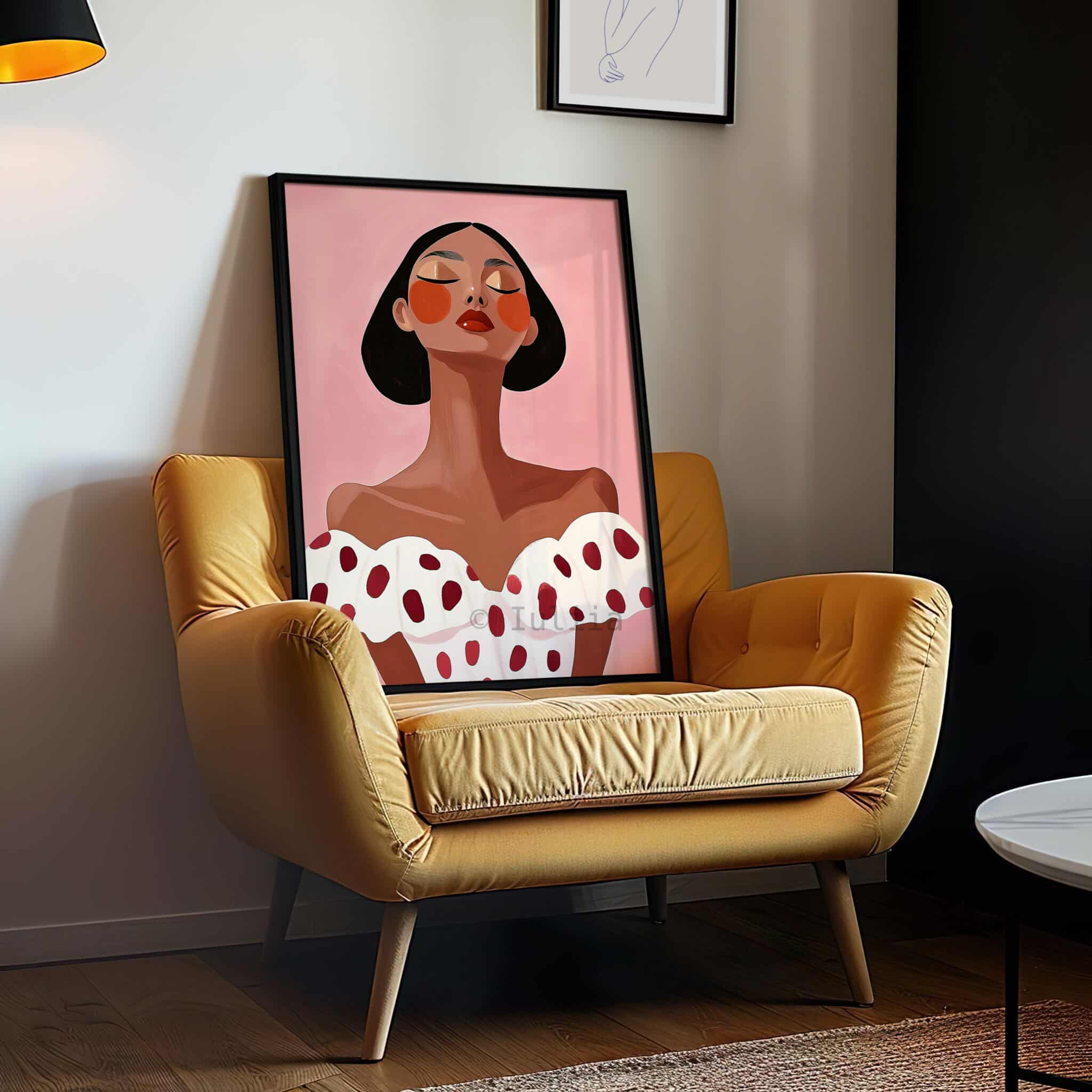 Modern Muse Art Print, Elegant Woman Portrait Poster, Pink Feminine Wall Decor, Contemporary Bedroom Artwork, Vanity Room Accent - photo #10