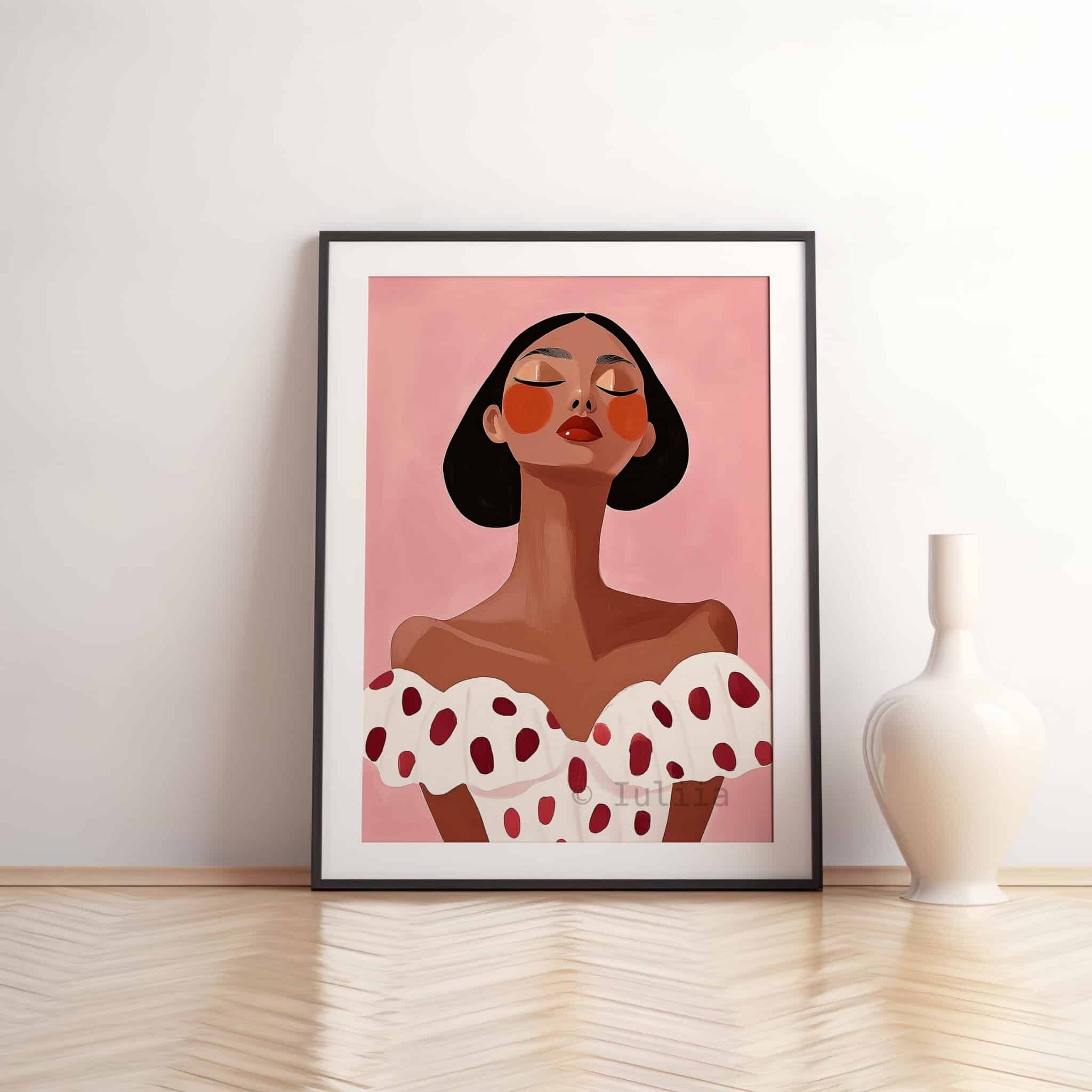 Modern Muse Art Print, Elegant Woman Portrait Poster, Pink Feminine Wall Decor, Contemporary Bedroom Artwork, Vanity Room Accent - photo #9