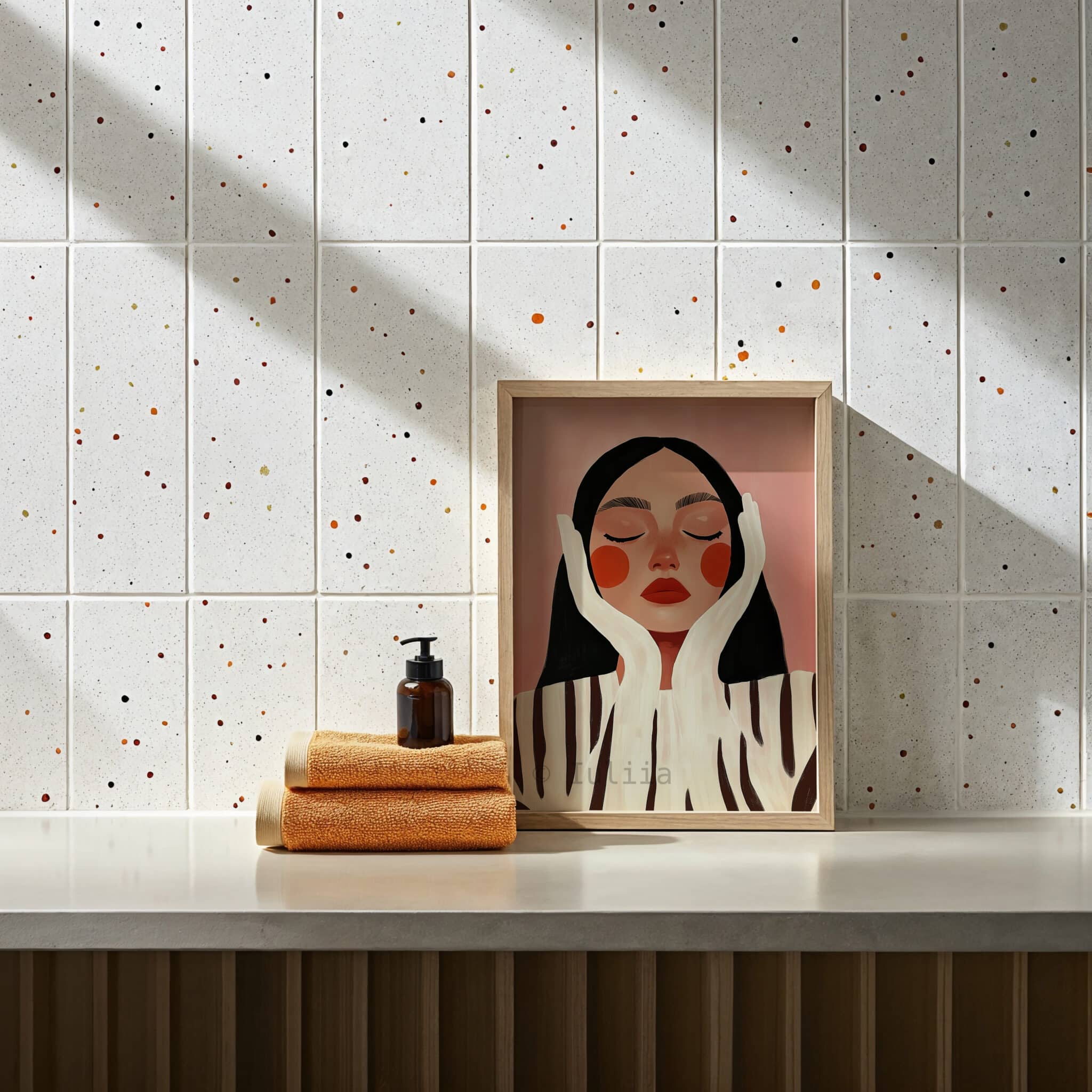 Woman Face Print, Peaceful Female Portrait, Blush Pink Wall Art, Minimalist Modern Decor for Bedroom, Reading Nook or Vanity - photo #12