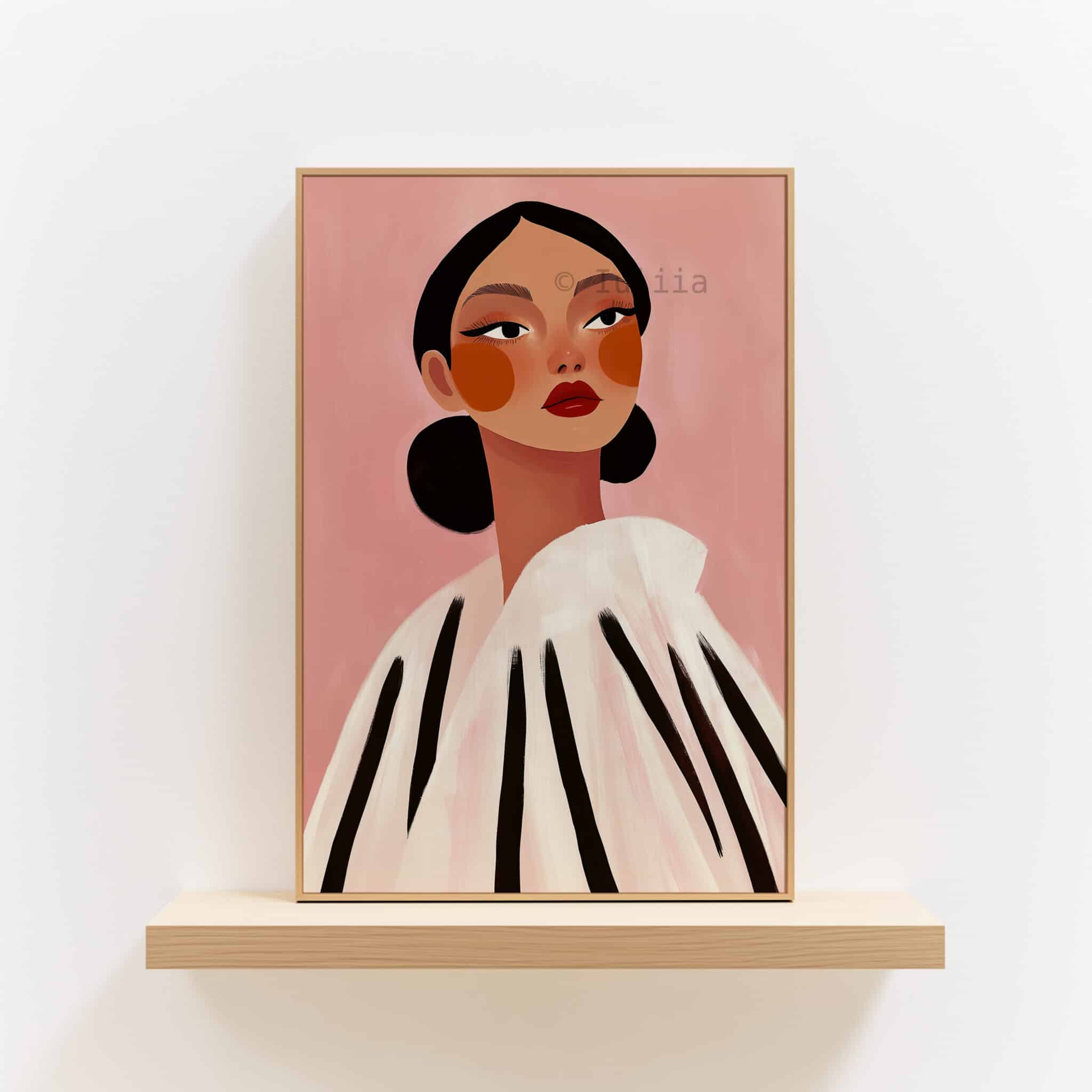 Elegant Woman Print, Minimalist Female Portrait Artwork, Blush Pink Wall Art, Contemporary Feminine Decor for Bedroom or Living Room