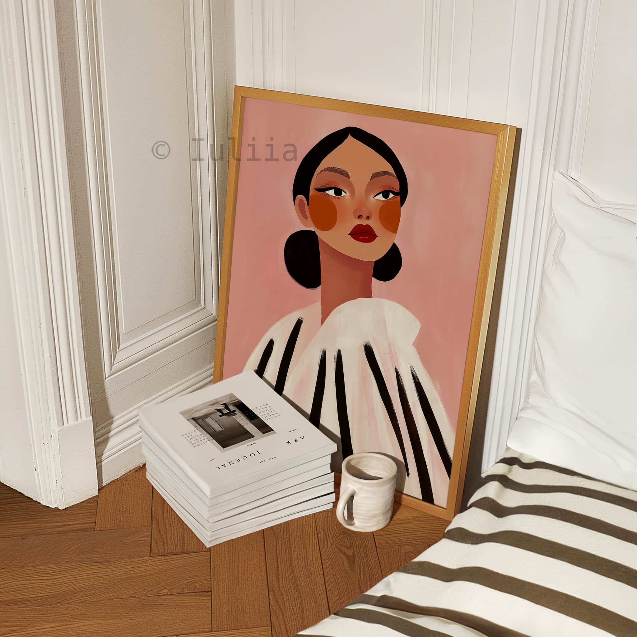 Elegant Woman Print, Minimalist Female Portrait Artwork, Blush Pink Wall Art, Contemporary Feminine Decor for Bedroom or Living Room - photo #4