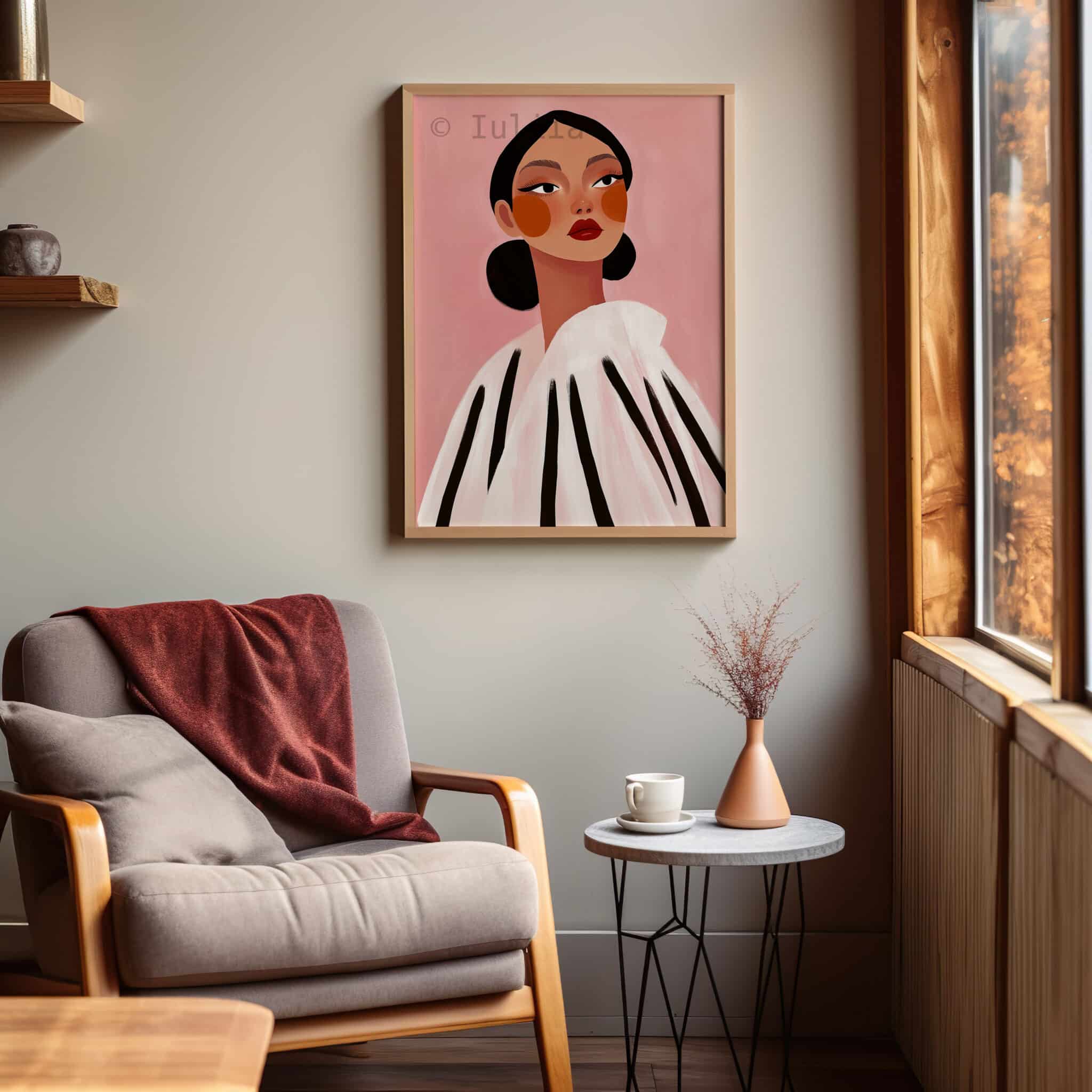 Elegant Woman Print, Minimalist Female Portrait Artwork, Blush Pink Wall Art, Contemporary Feminine Decor for Bedroom or Living Room - photo #6