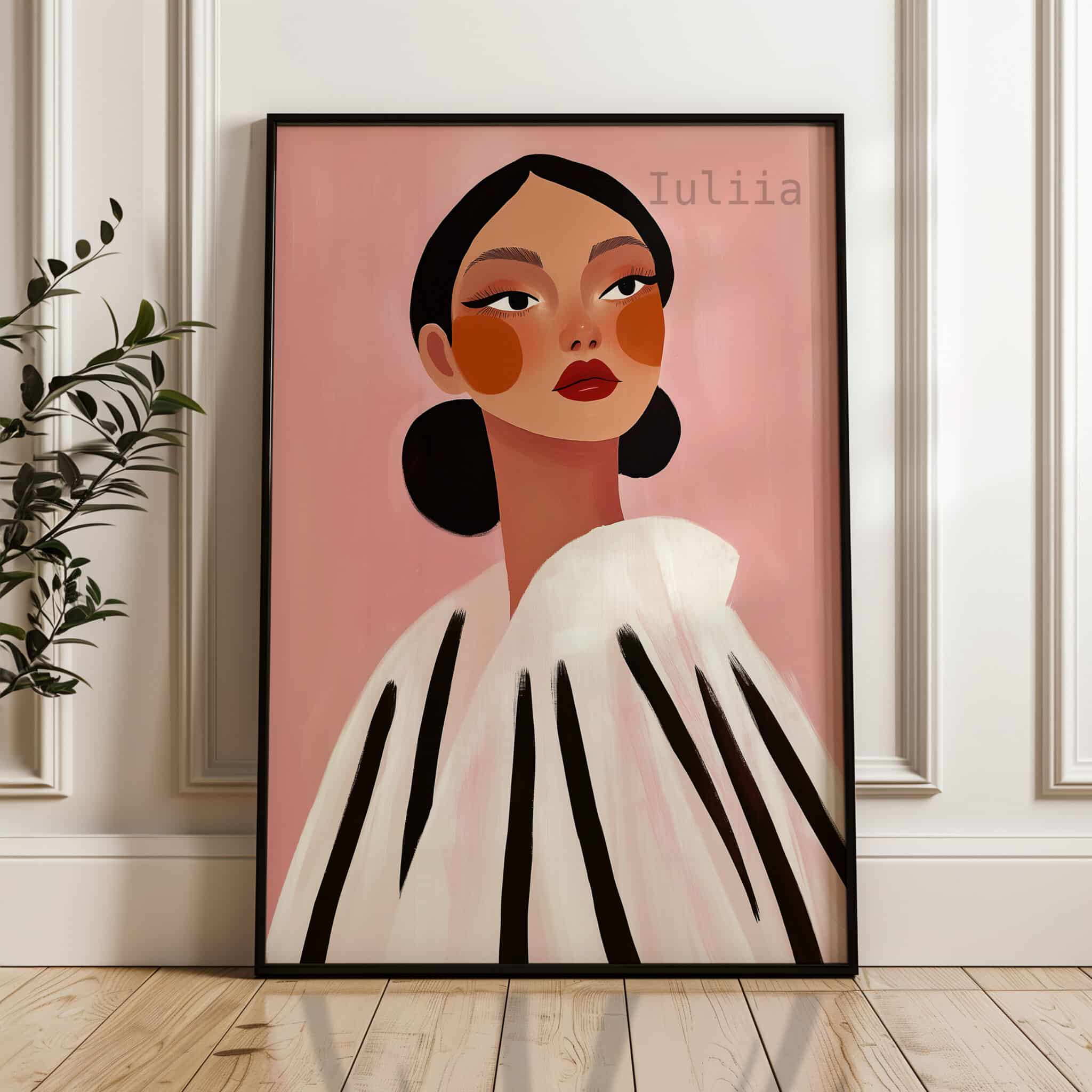 Elegant Woman Print, Minimalist Female Portrait Artwork, Blush Pink Wall Art, Contemporary Feminine Decor for Bedroom or Living Room - photo #3