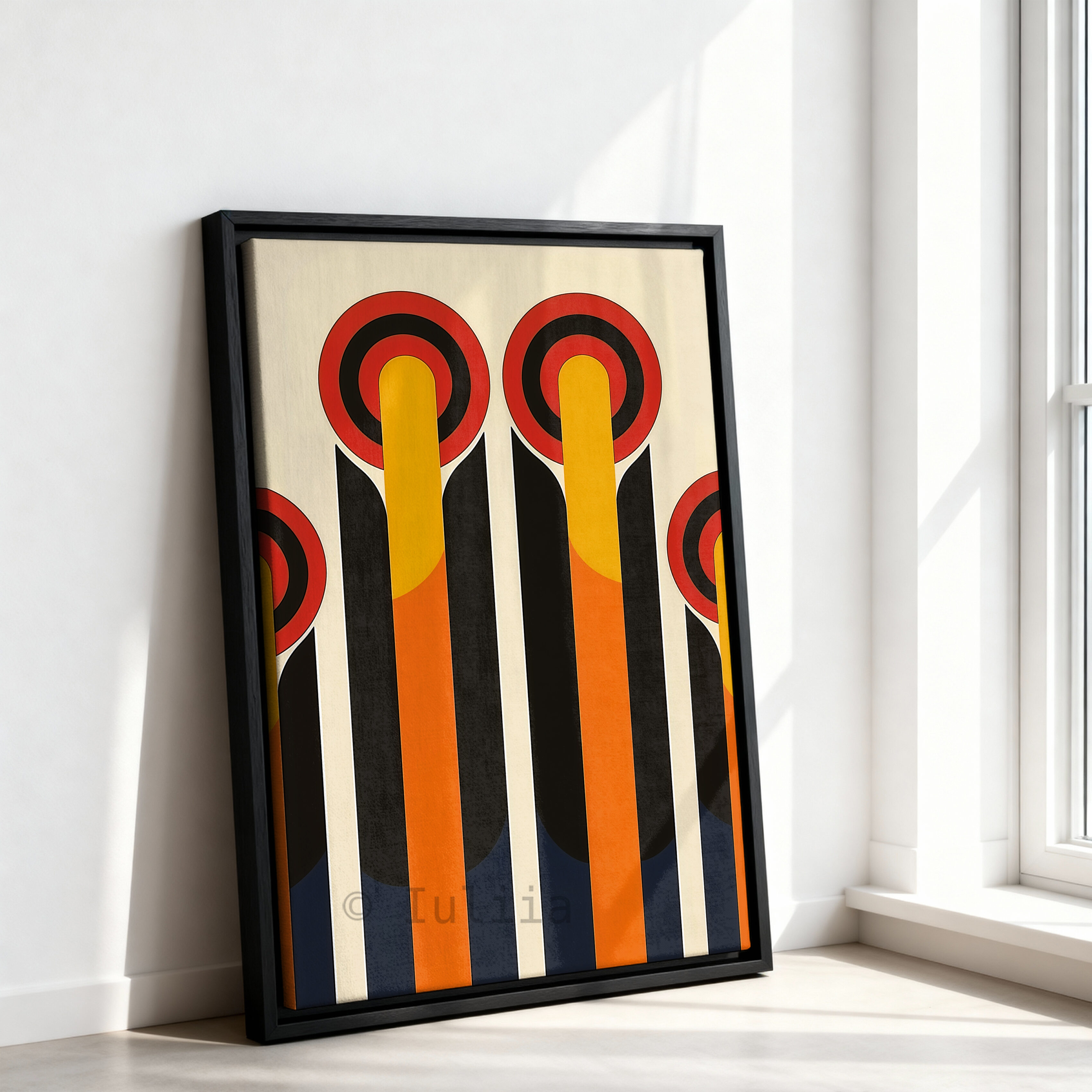 Canvas Architectural Wall Art, Bauhaus Geometric Towers, Retro Circle Composition, Modernist Landmark Design, Loft Decor - photo #7