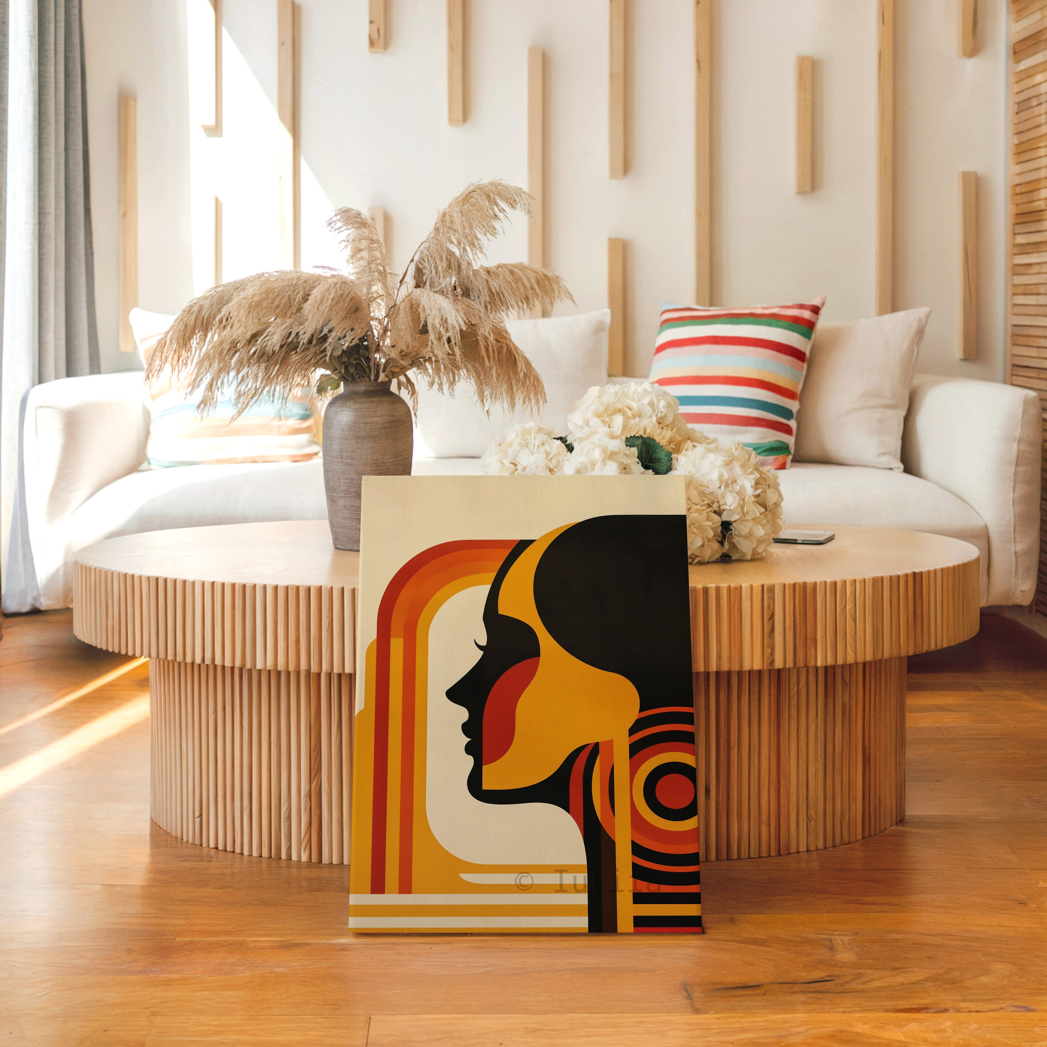 Designer Portrait Canvas, Bauhaus Female Profile, Retro Modernist Illustration, Geometric Character Artwork, Statement Decor - photo #11