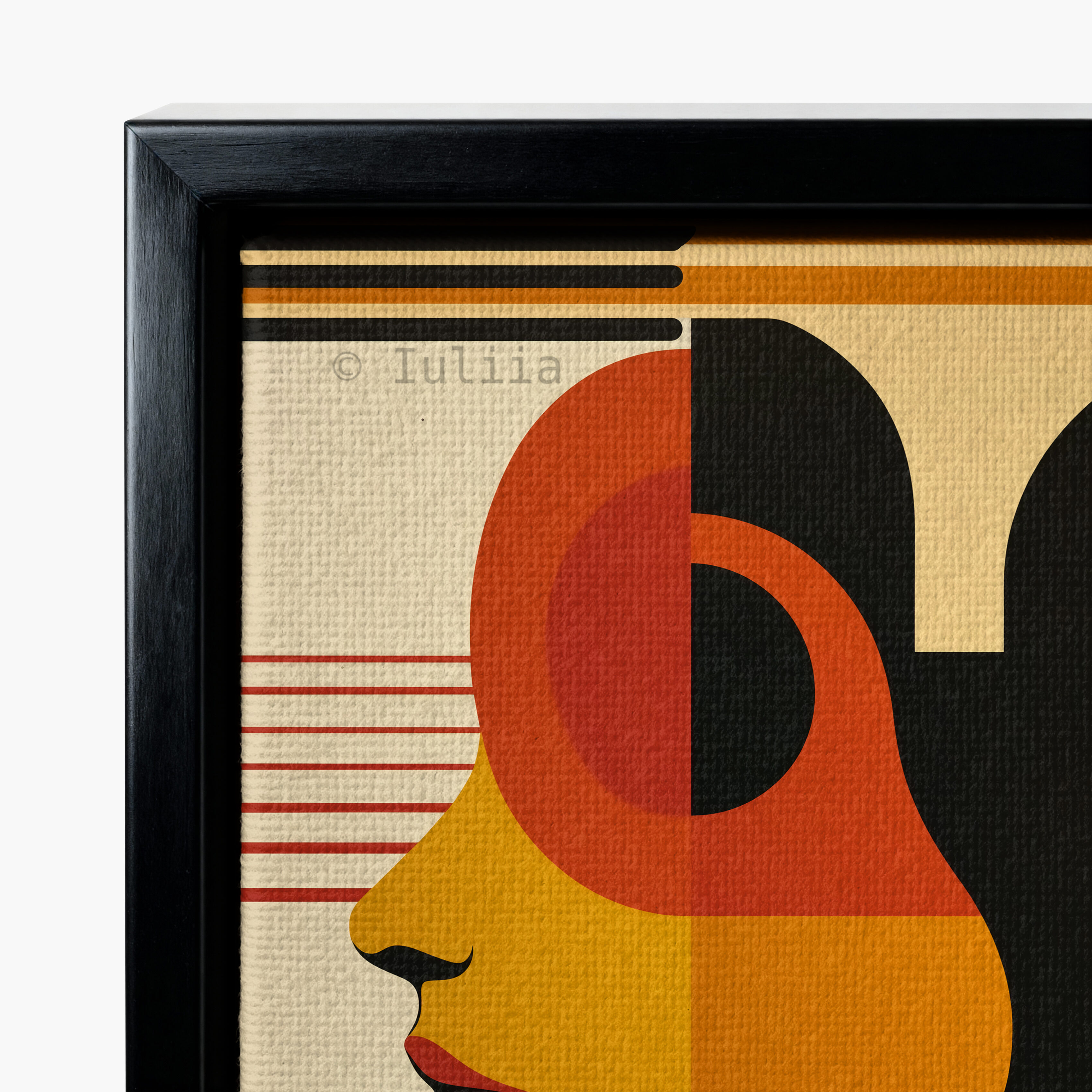Modern Muse Decor, Bauhaus Portrait Canvas, Retro Female Silhouette, Geometric Character Design, Mid Century Wall Accent - photo #6