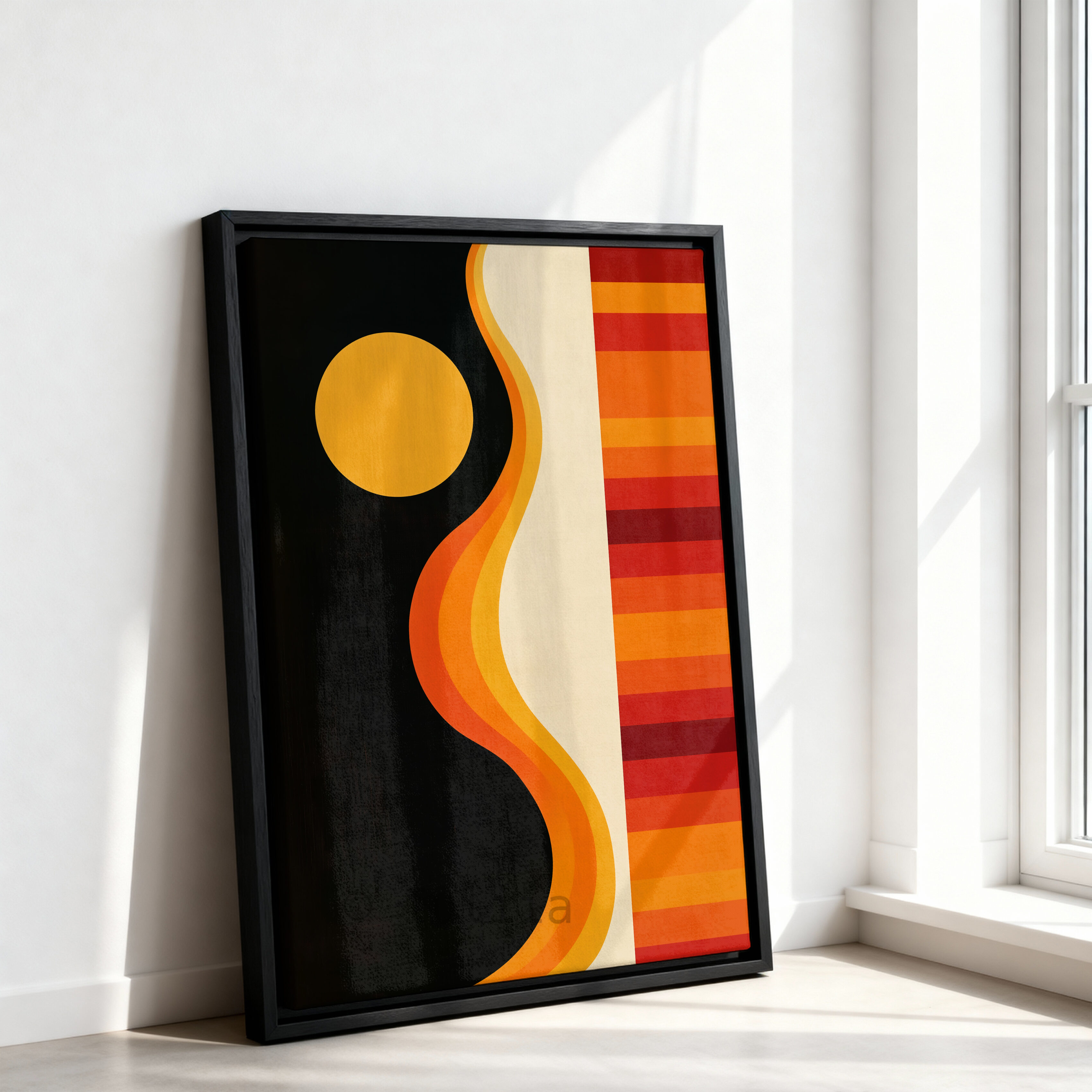 Retro Minimal Canvas, Sunset Wave Print Composition, Bauhaus Color Rhythm Artwork, Modern Interior Accent, Mid Century Inspired Decor - photo #7