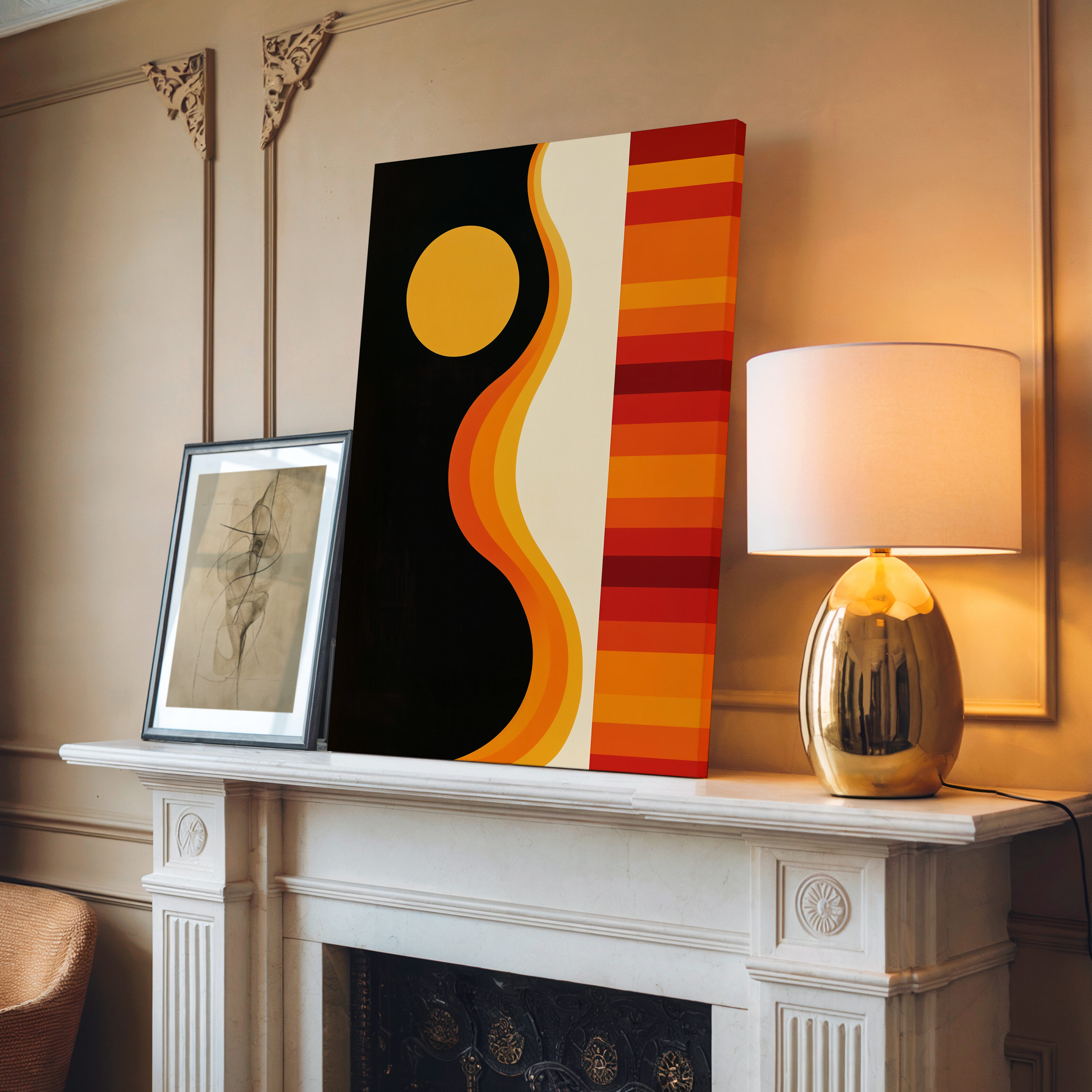 Retro Minimal Canvas, Sunset Wave Print Composition, Bauhaus Color Rhythm Artwork, Modern Interior Accent, Mid Century Inspired Decor - photo #10