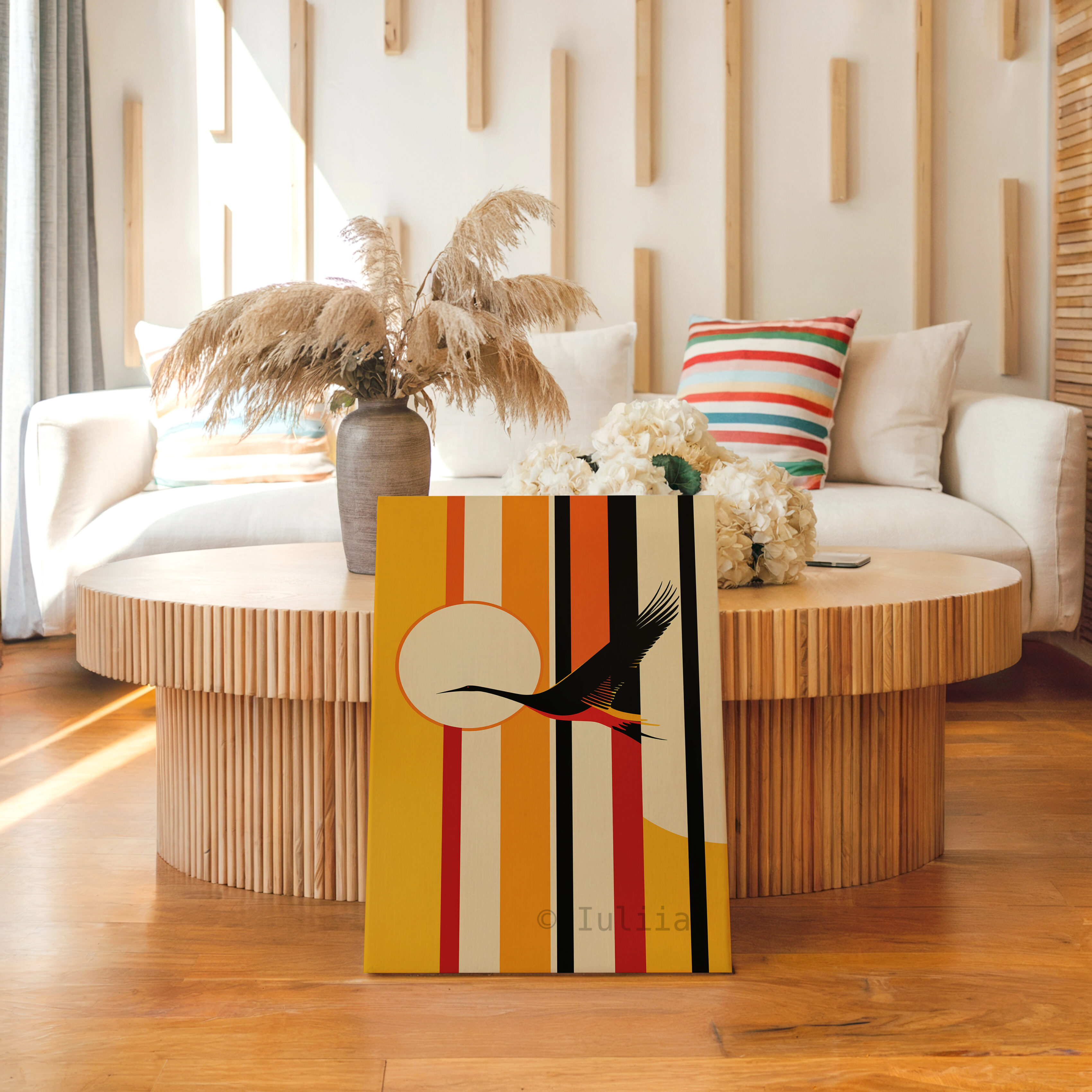 Freedom Flight Canvas, Flying Crane Silhouette Artwork, Retro Sunset Geometry Print, Modern Nature Decor, Statement Wall Accent - photo #11