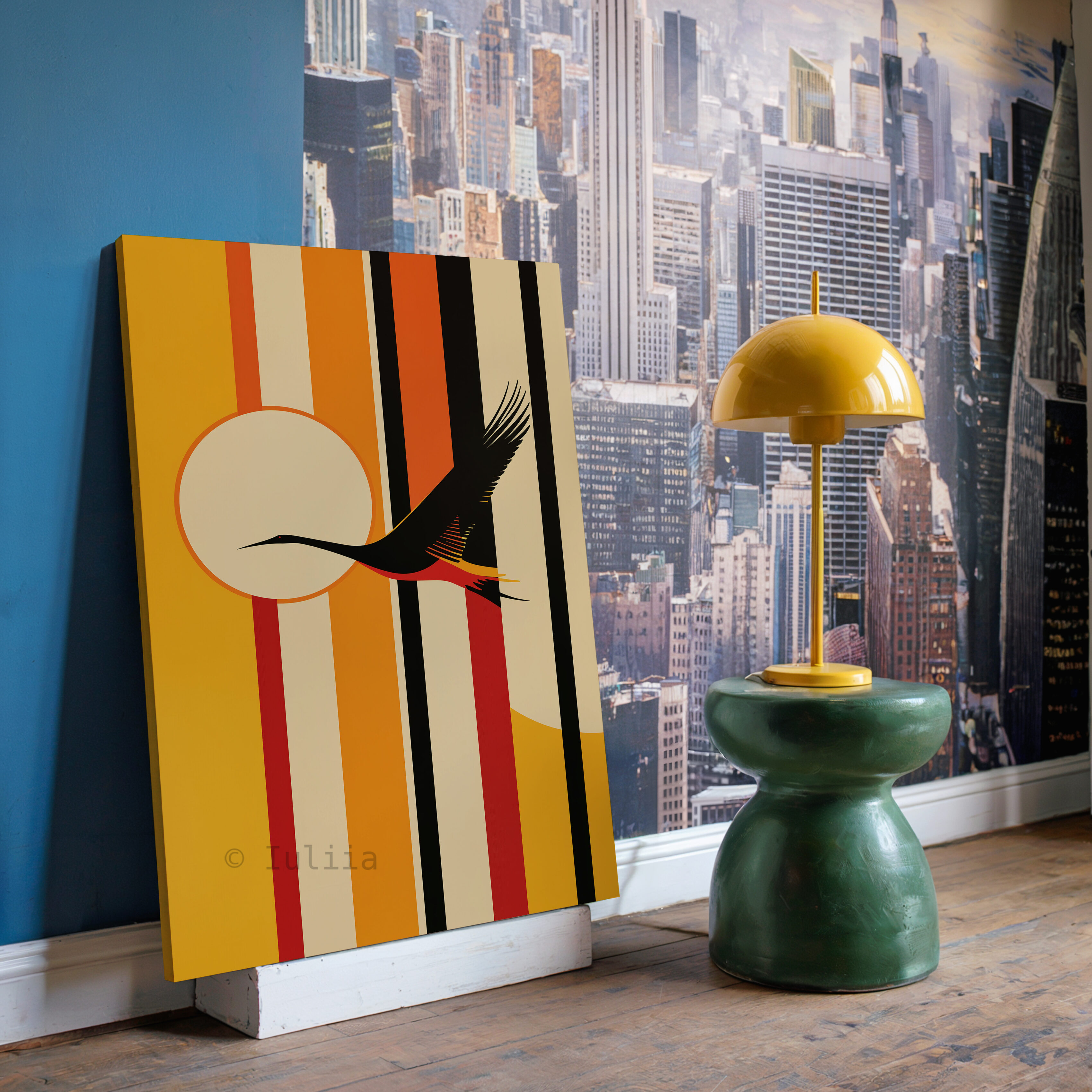 Freedom Flight Canvas, Flying Crane Silhouette Artwork, Retro Sunset Geometry Print, Modern Nature Decor, Statement Wall Accent - photo #13