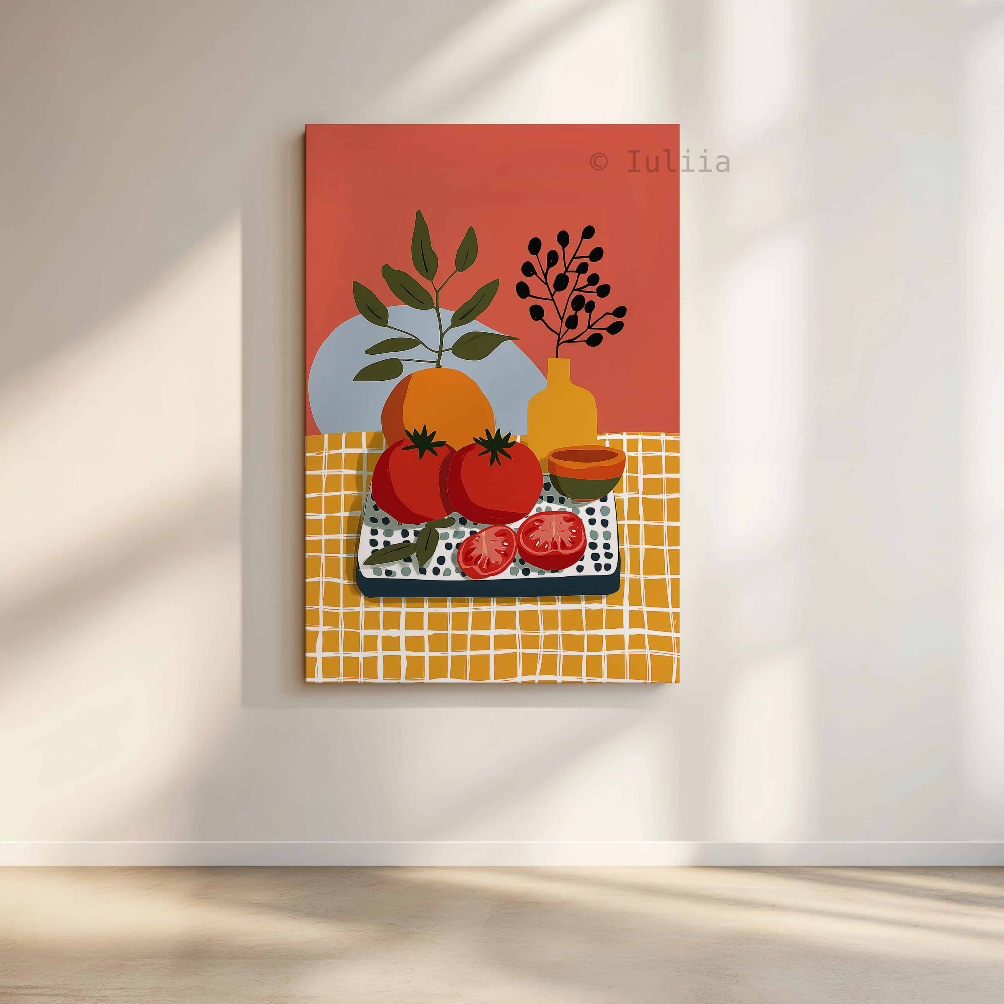 Market Fresh Produce Art Canvas, Tomato Still Life Print, Harvest Kitchen Decor, Colorful Botanical Illustration Artwork - photo #2