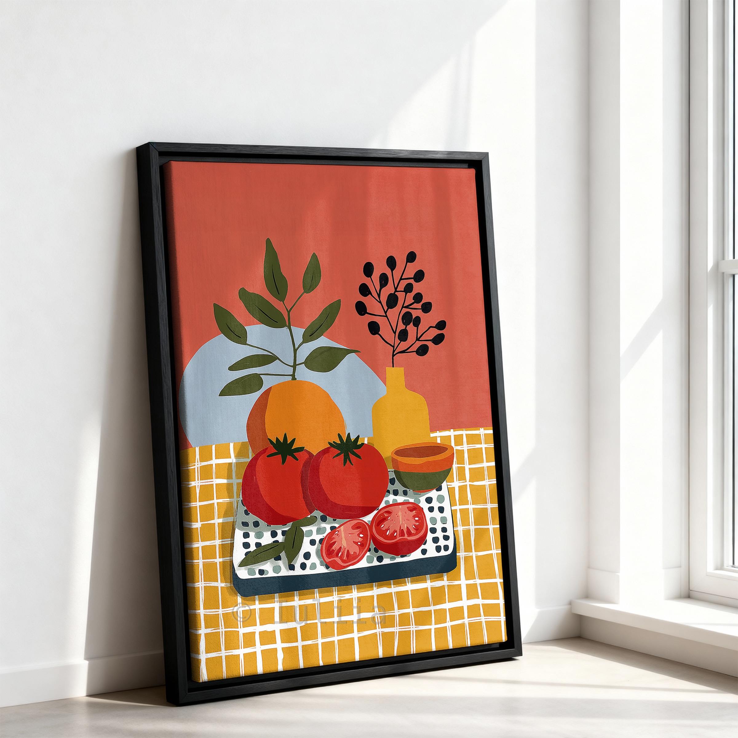 Market Fresh Produce Art Canvas, Tomato Still Life Print, Harvest Kitchen Decor, Colorful Botanical Illustration Artwork - photo #7