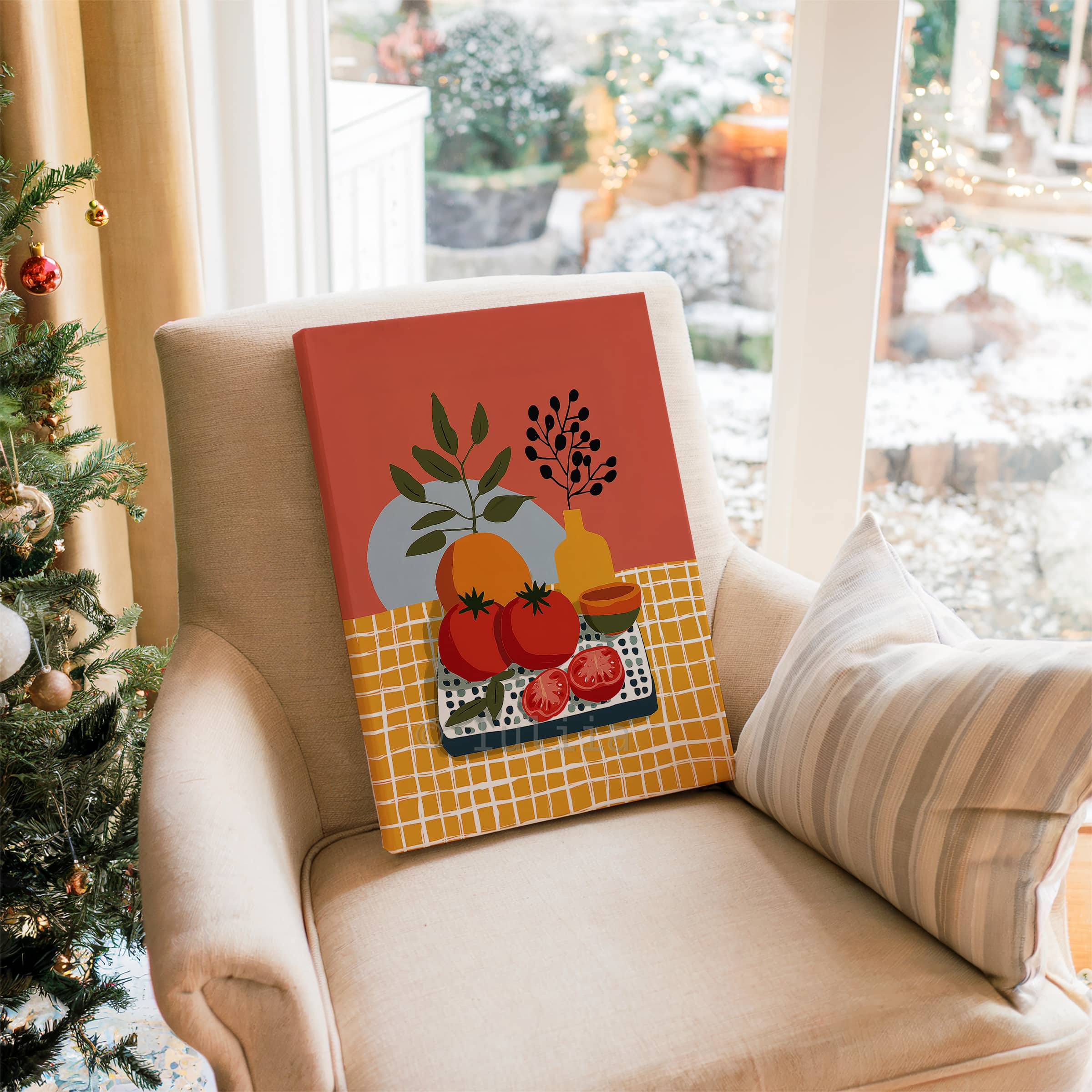 Market Fresh Produce Art Canvas, Tomato Still Life Print, Harvest Kitchen Decor, Colorful Botanical Illustration Artwork - photo #14