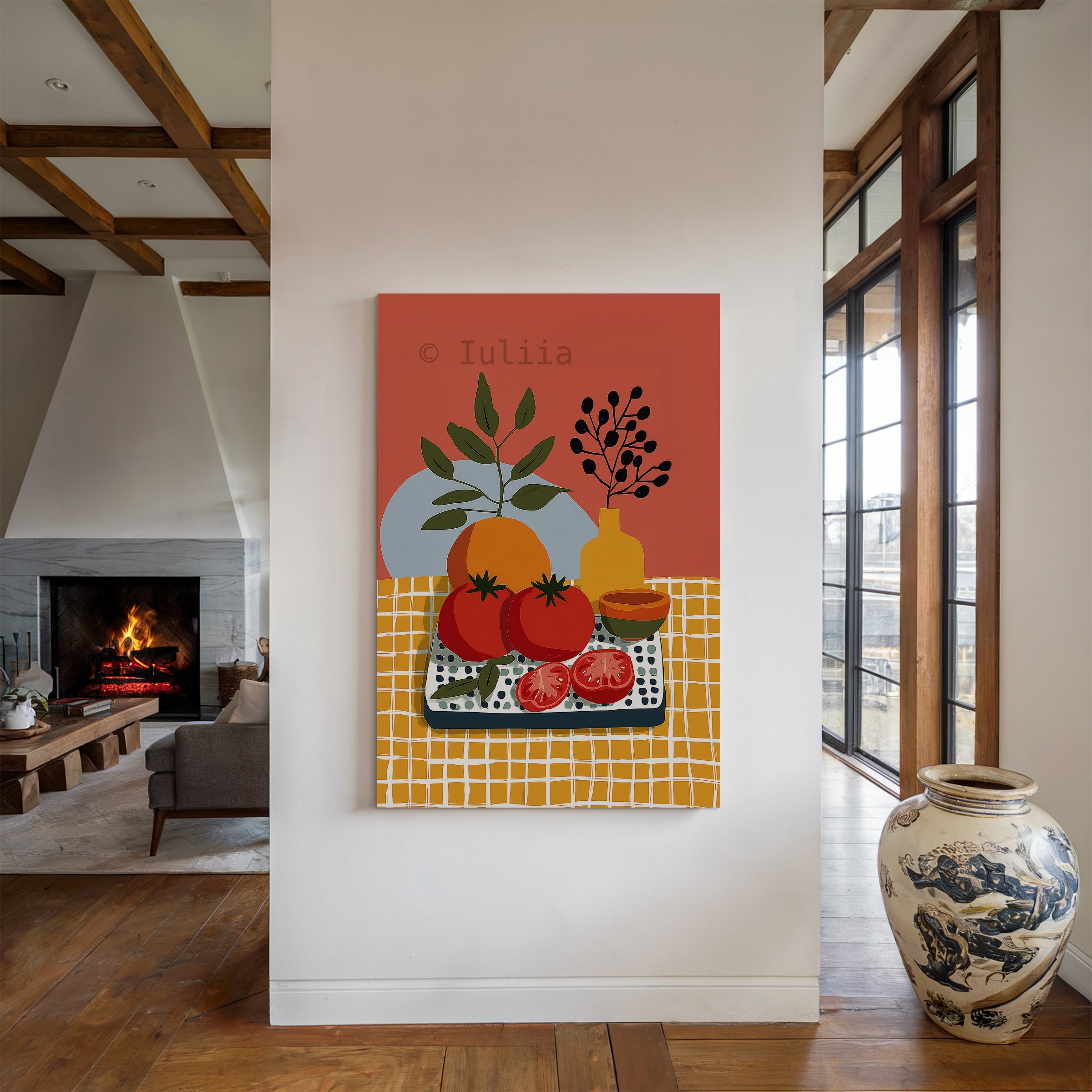 Market Fresh Produce Art Canvas, Tomato Still Life Print, Harvest Kitchen Decor, Colorful Botanical Illustration Artwork - photo #12