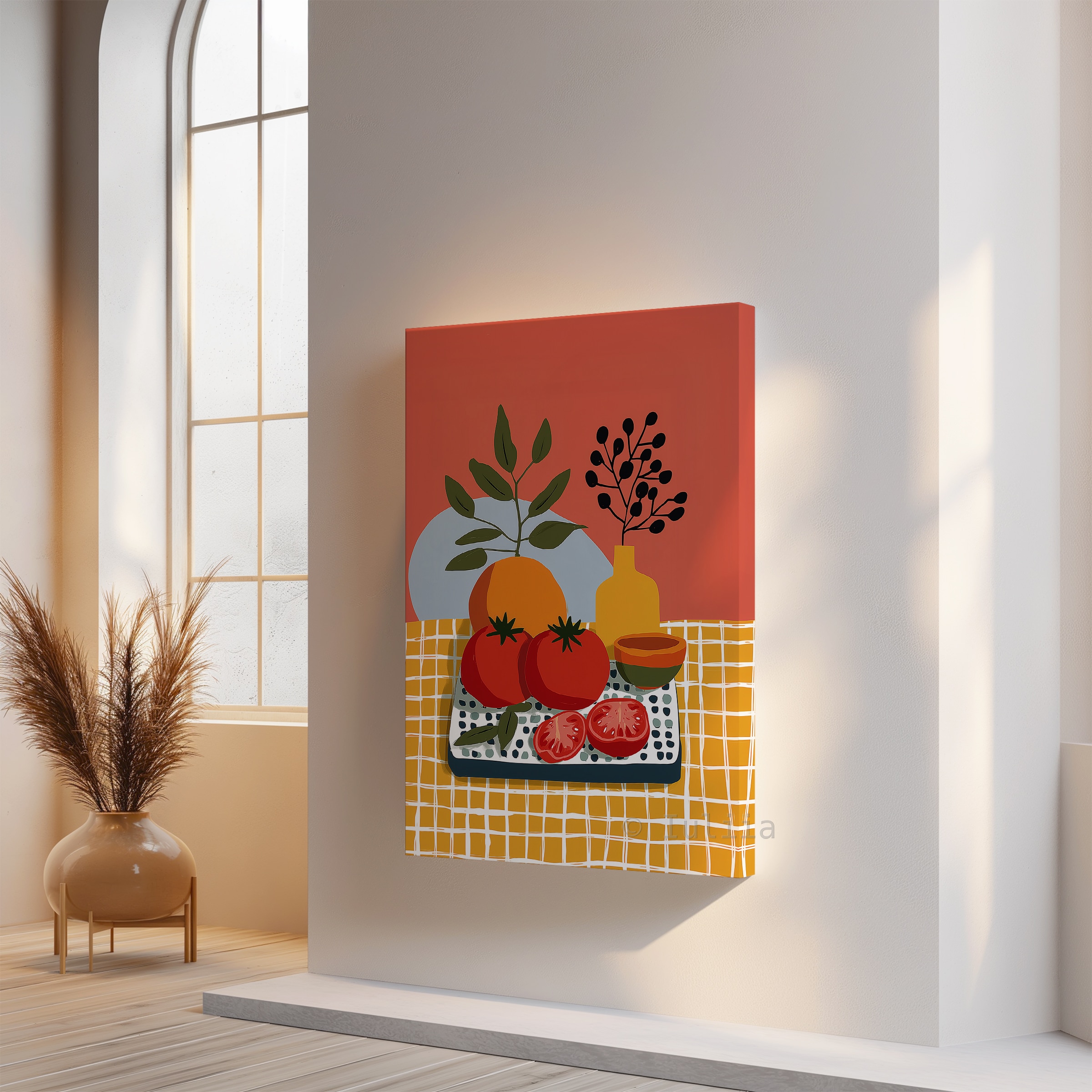Market Fresh Produce Art Canvas, Tomato Still Life Print, Harvest Kitchen Decor, Colorful Botanical Illustration Artwork - photo #15