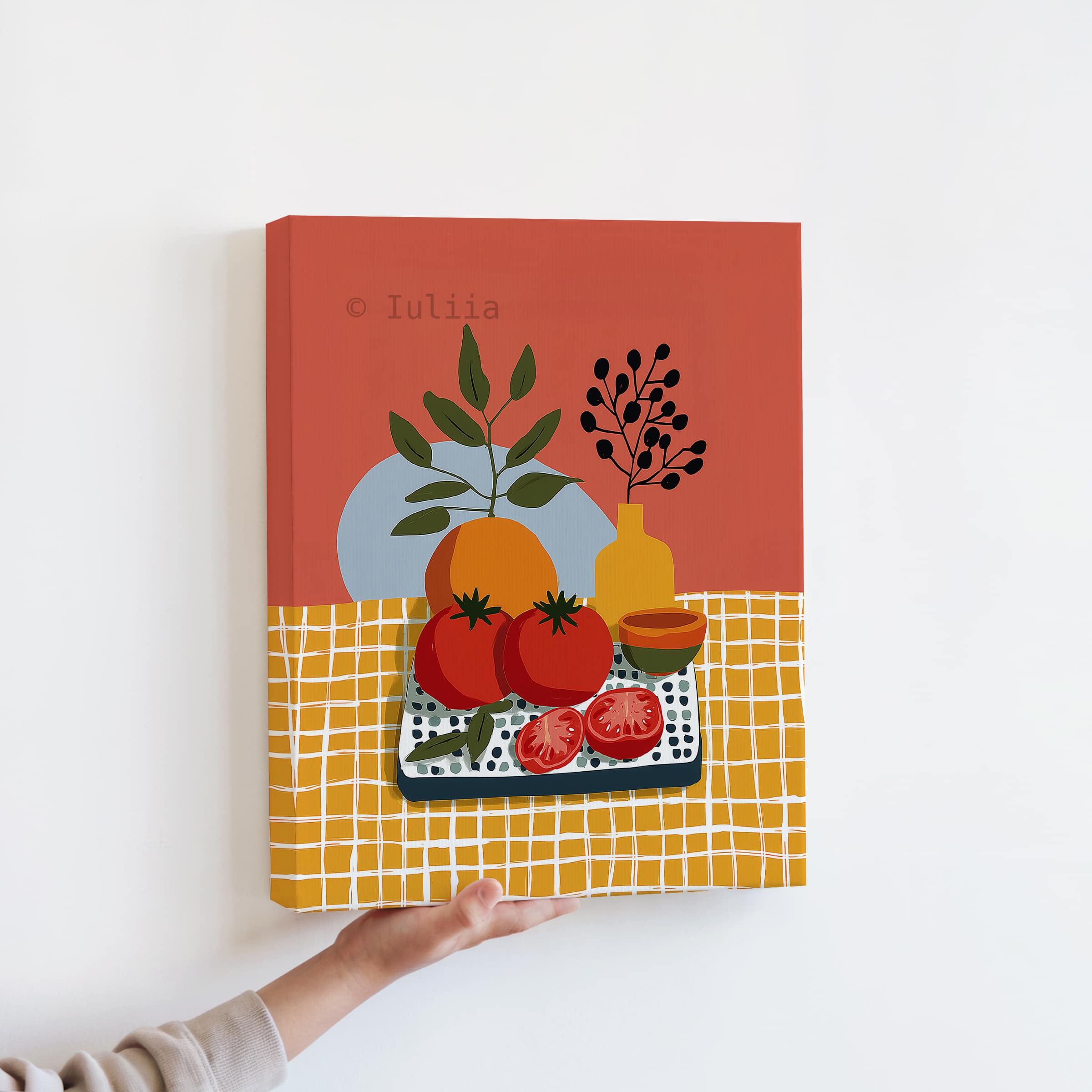Market Fresh Produce Art Canvas, Tomato Still Life Print, Harvest Kitchen Decor, Colorful Botanical Illustration Artwork - photo #10