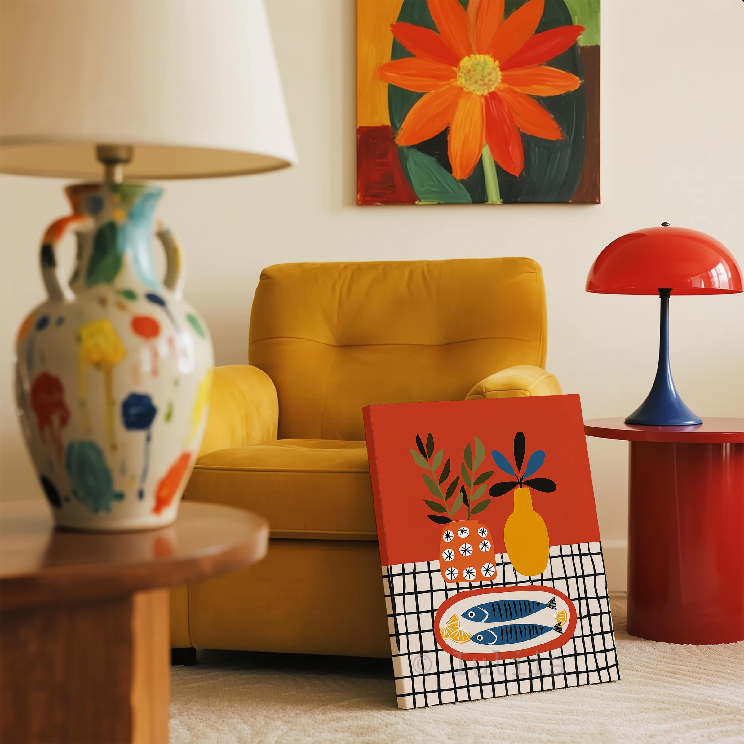 Coastal Kitchen Art Canvas, Sardine Still Life Print, Lemon Table Scene, Modern Mediterranean Artwork, Colorful Wall Decor - photo #11
