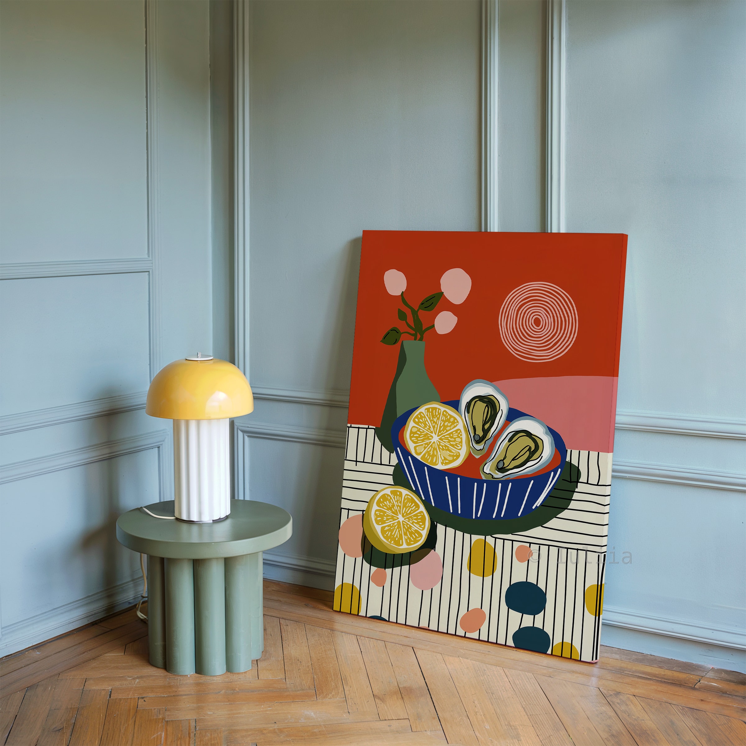 Culinary Wall Decor Canvas, Oyster Illustration Art, Lemon Kitchen Decor, Modern Dining Room Accent Artwork - photo #13