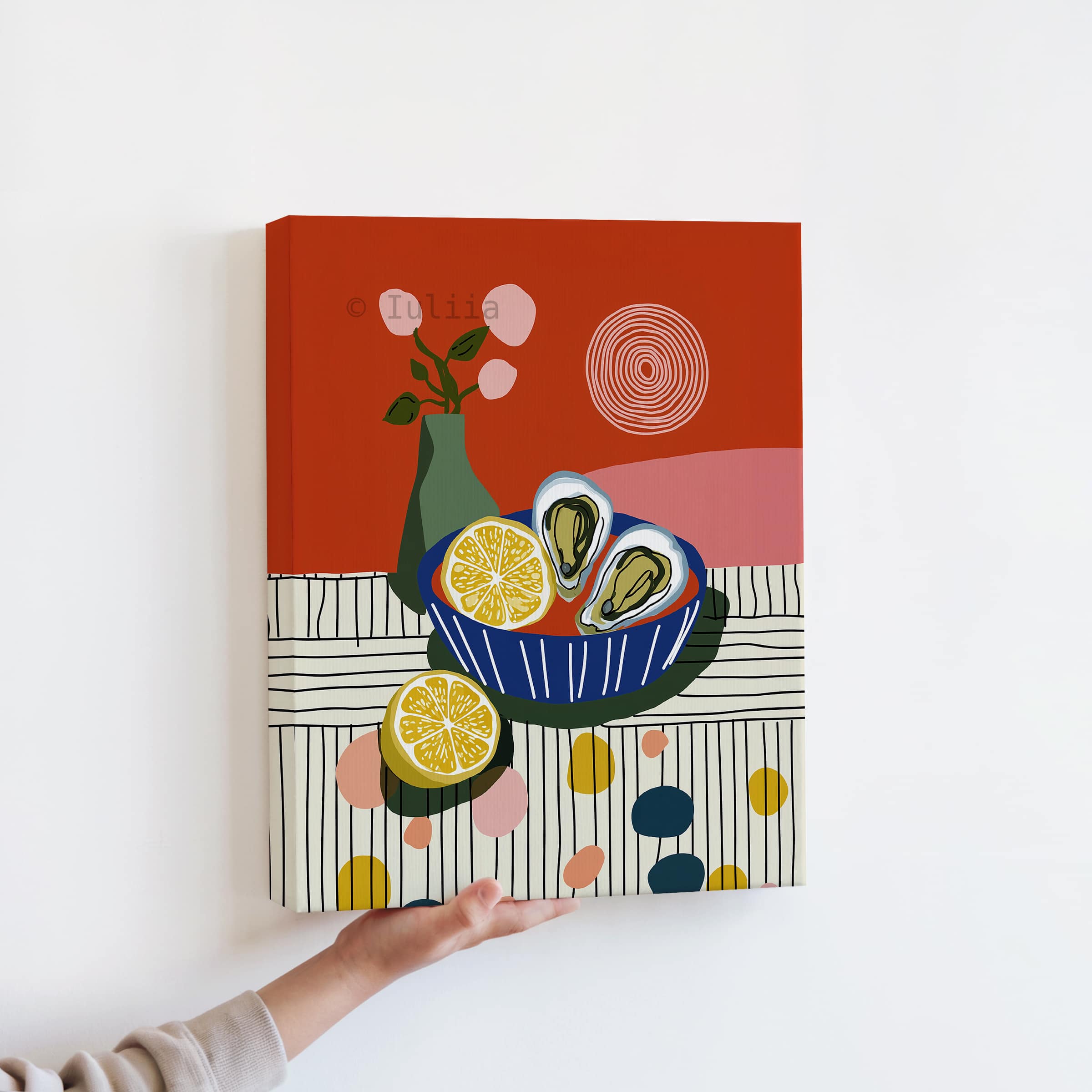 Culinary Wall Decor Canvas, Oyster Illustration Art, Lemon Kitchen Decor, Modern Dining Room Accent Artwork - photo #10