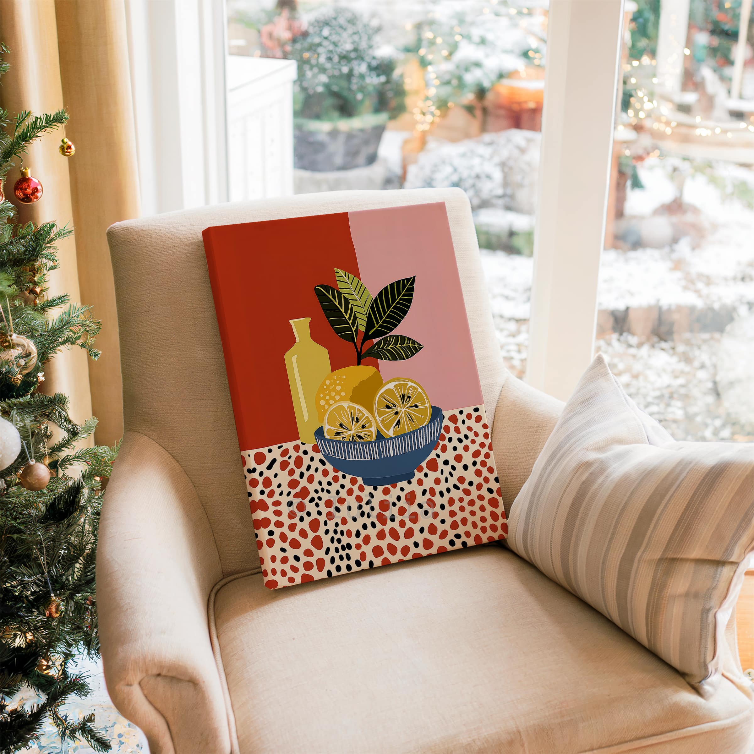 Citrus Grove Art Canvas, Lemon Wall Art, Botanical Kitchen Decor, Modern Fruit Illustration, Colorful Home Accent - photo #14