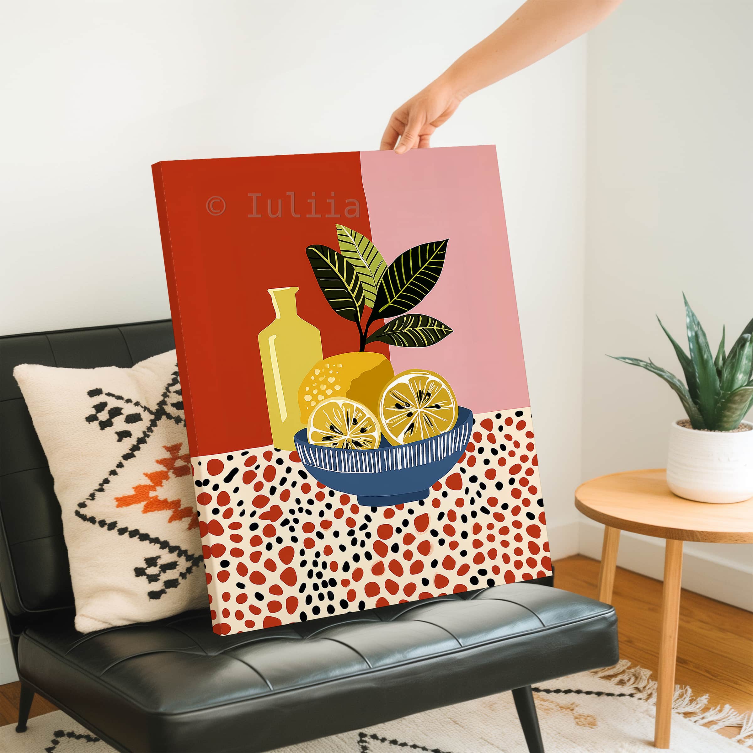 Citrus Grove Art Canvas, Lemon Wall Art, Botanical Kitchen Decor, Modern Fruit Illustration, Colorful Home Accent - photo #3