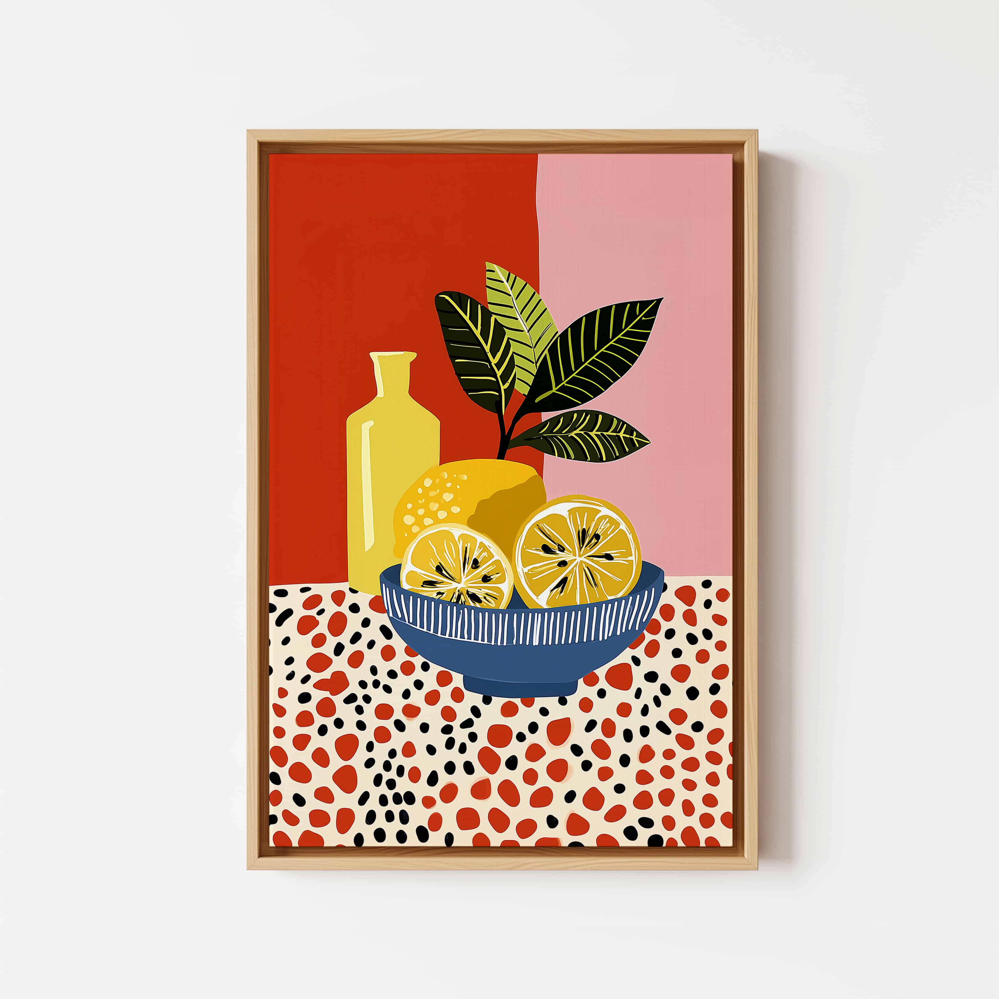 Citrus Grove Art Canvas, Lemon Wall Art, Botanical Kitchen Decor, Modern Fruit Illustration, Colorful Home Accent