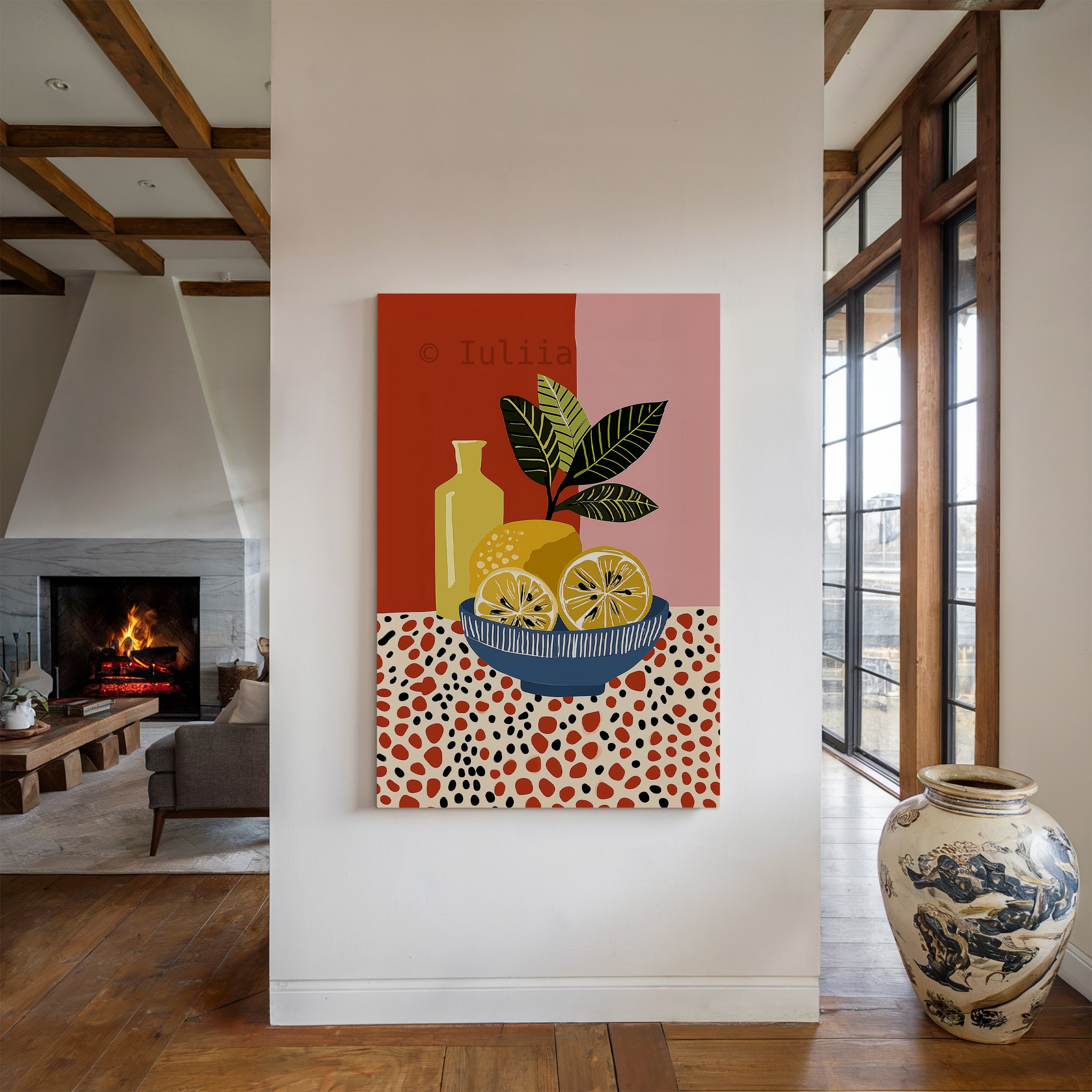 Citrus Grove Art Canvas, Lemon Wall Art, Botanical Kitchen Decor, Modern Fruit Illustration, Colorful Home Accent - photo #12